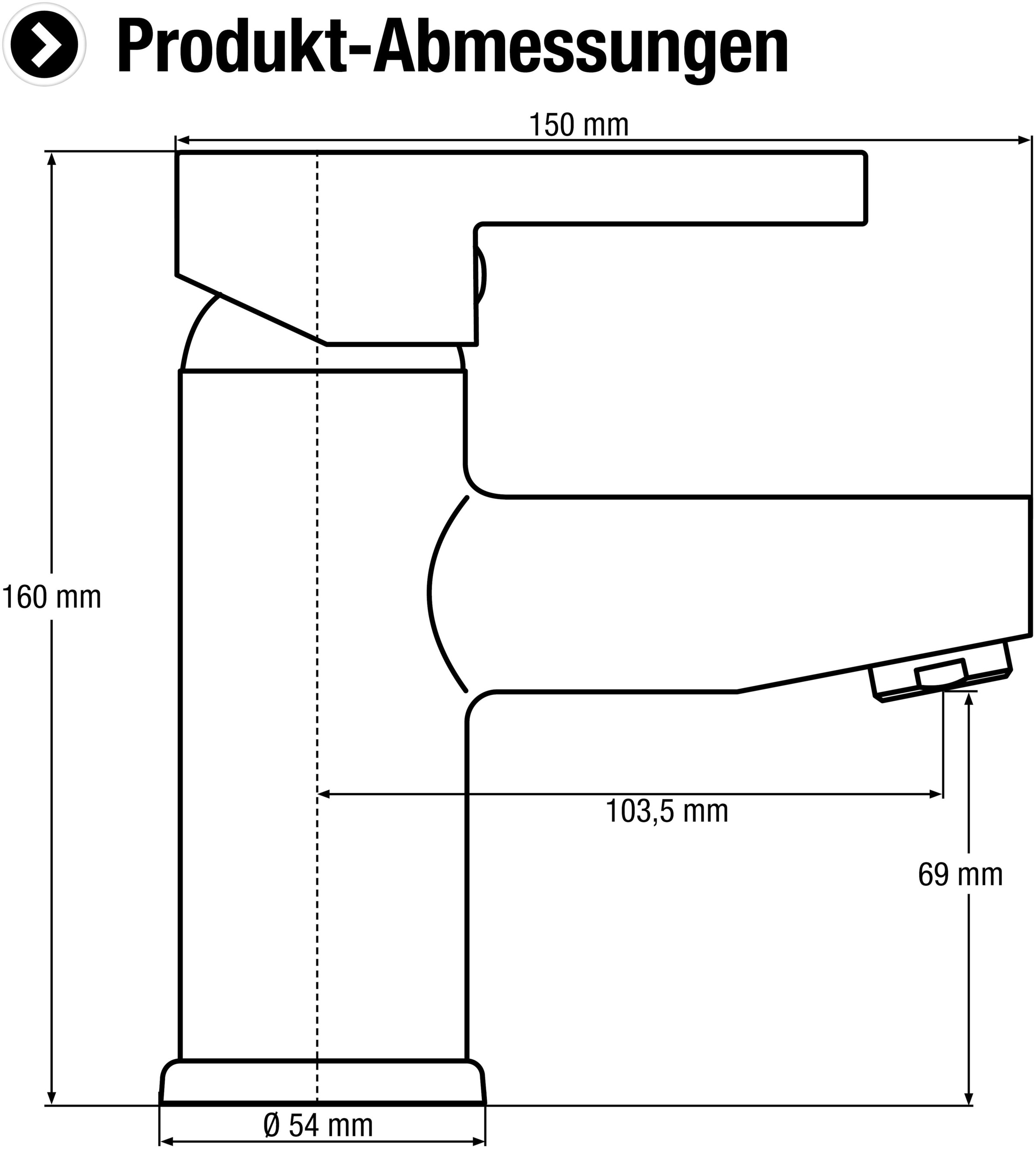 CORNAT Waschtischarmatur »"Skagen" Messingkörper verchromt -Normale Auslaufhöhe - Ablaufgarnitur«, Temperaturbegrenzer / Wasserhahn Bad / Waschbecken-Armatur