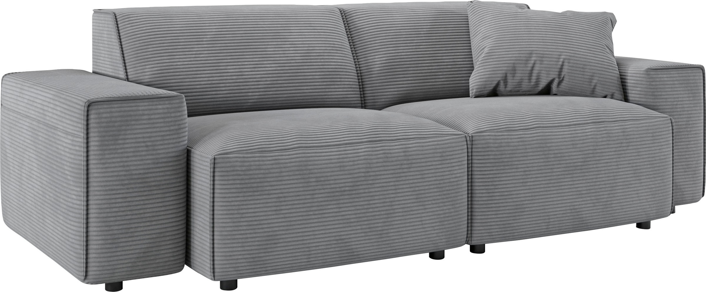 2,5-Sitzer HOME AFFAIRE "Glimminge auch in Breitcord, Feincord + Easy care-Bezug", grau, B:214cm H:71cm T:101cm, 12% Polyaxryl, 88% Polyester, Sofas, besondere Kedernähte, Zierkissen 3