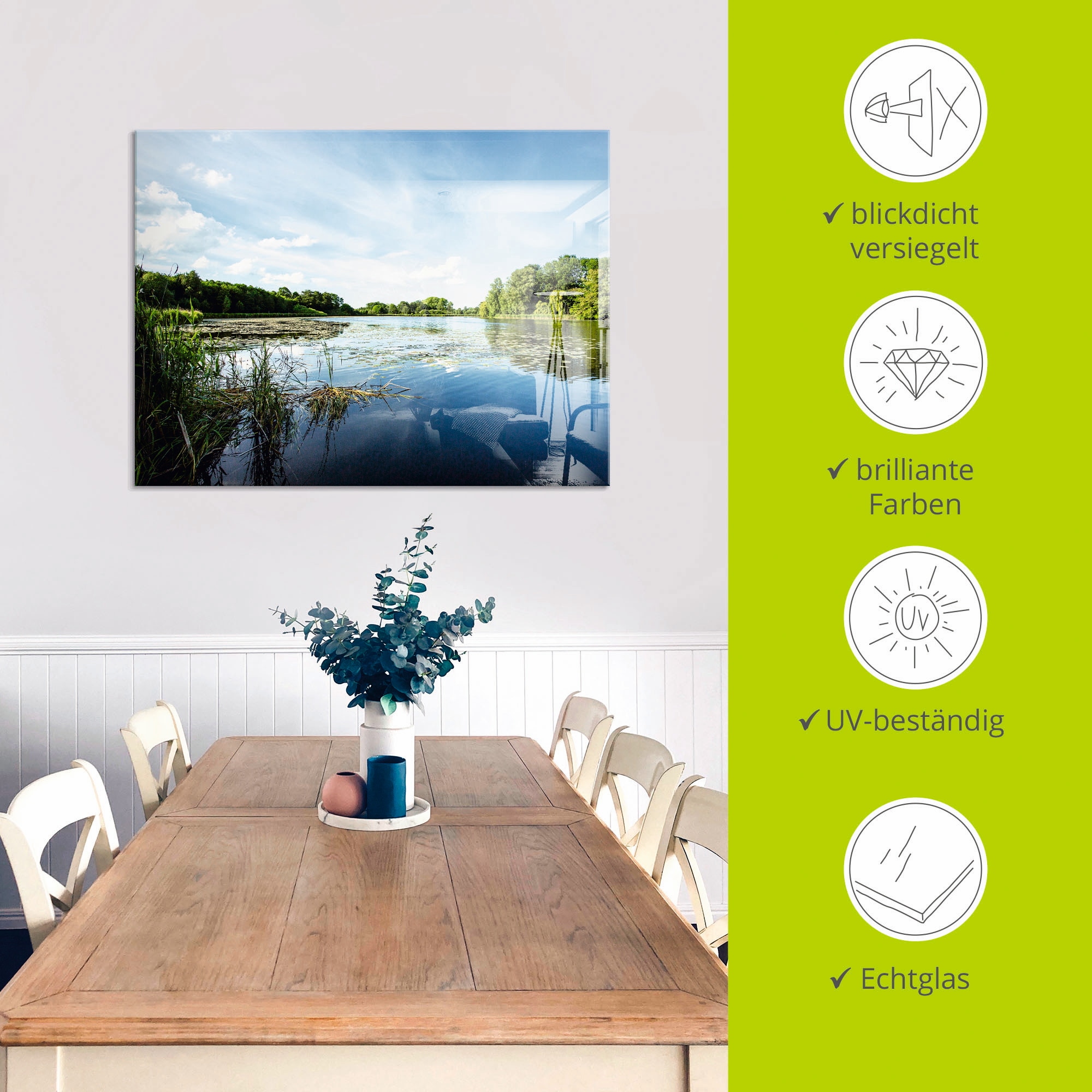 Artland Glasbild »Idylle pur«, Gewässer, (1 St.), in verschiedenen Größen
