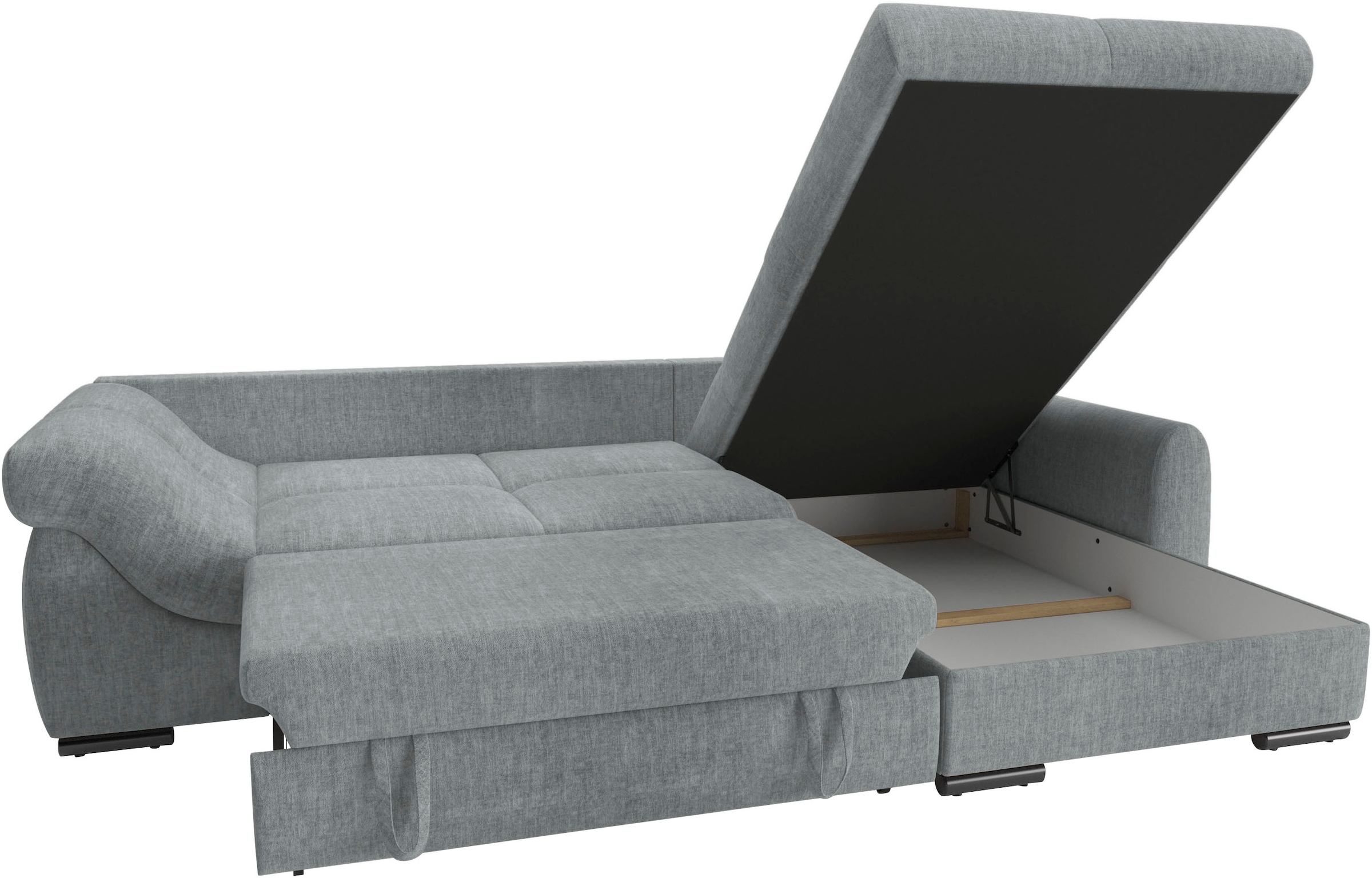 Mr. Couch Ecksofa »Livorno L-Form«, inkl. Hochschläfer-Bettauszug, XL-Bettkasten weiß beschichtet
