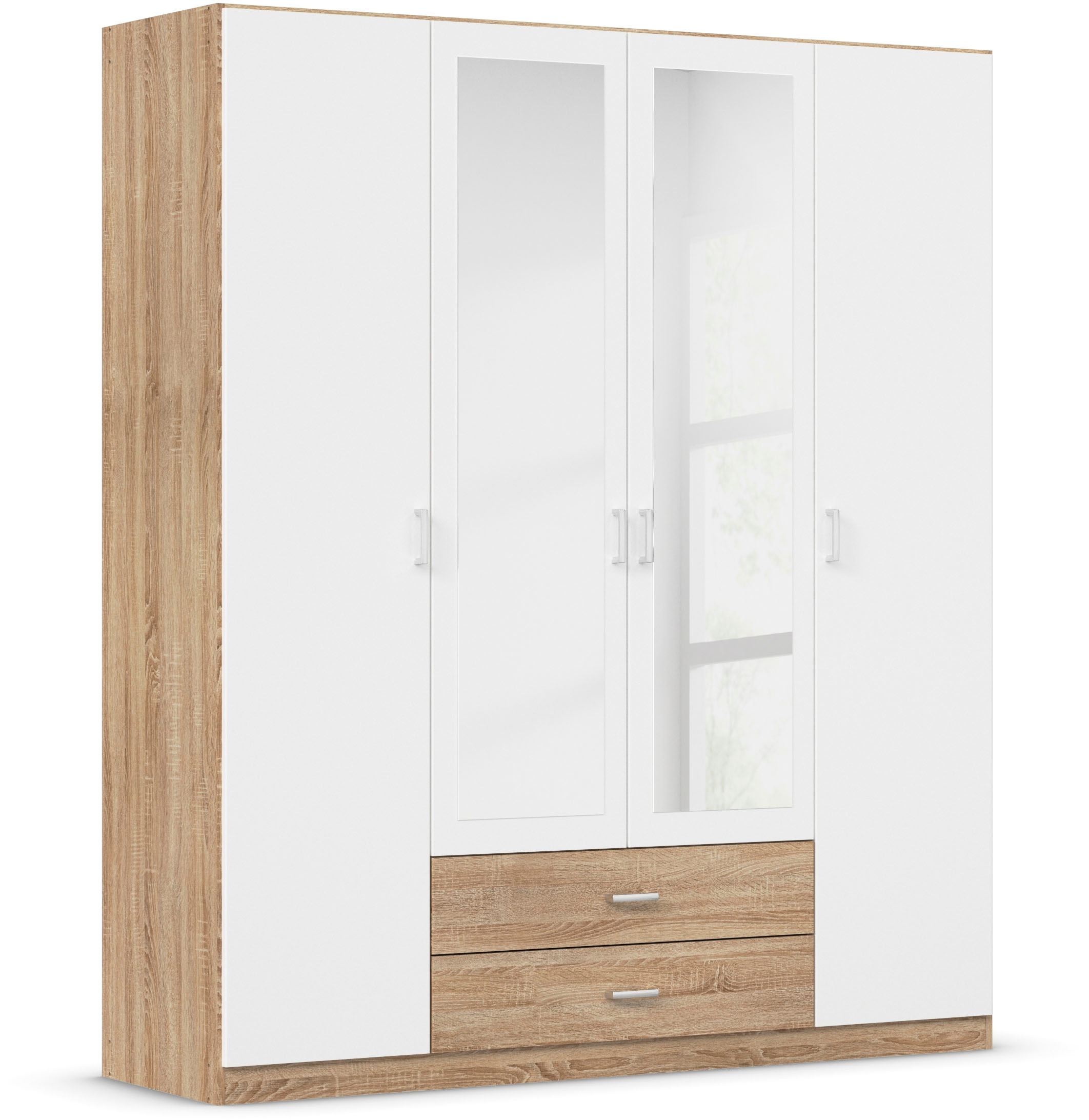 rauch Kleiderschrank "Schrank Garderobe Ankleide GAMMA Breiten 91/136/181/226/271/315/360 cm" in 3 Ausstattungen BASIC/CLASSIC/PREMIUM (inkl. SOFT-CLOSE-Funktion), verschiedene Griff-Varianten, mit Spiegel TOPSELLER MADE IN GERMANY