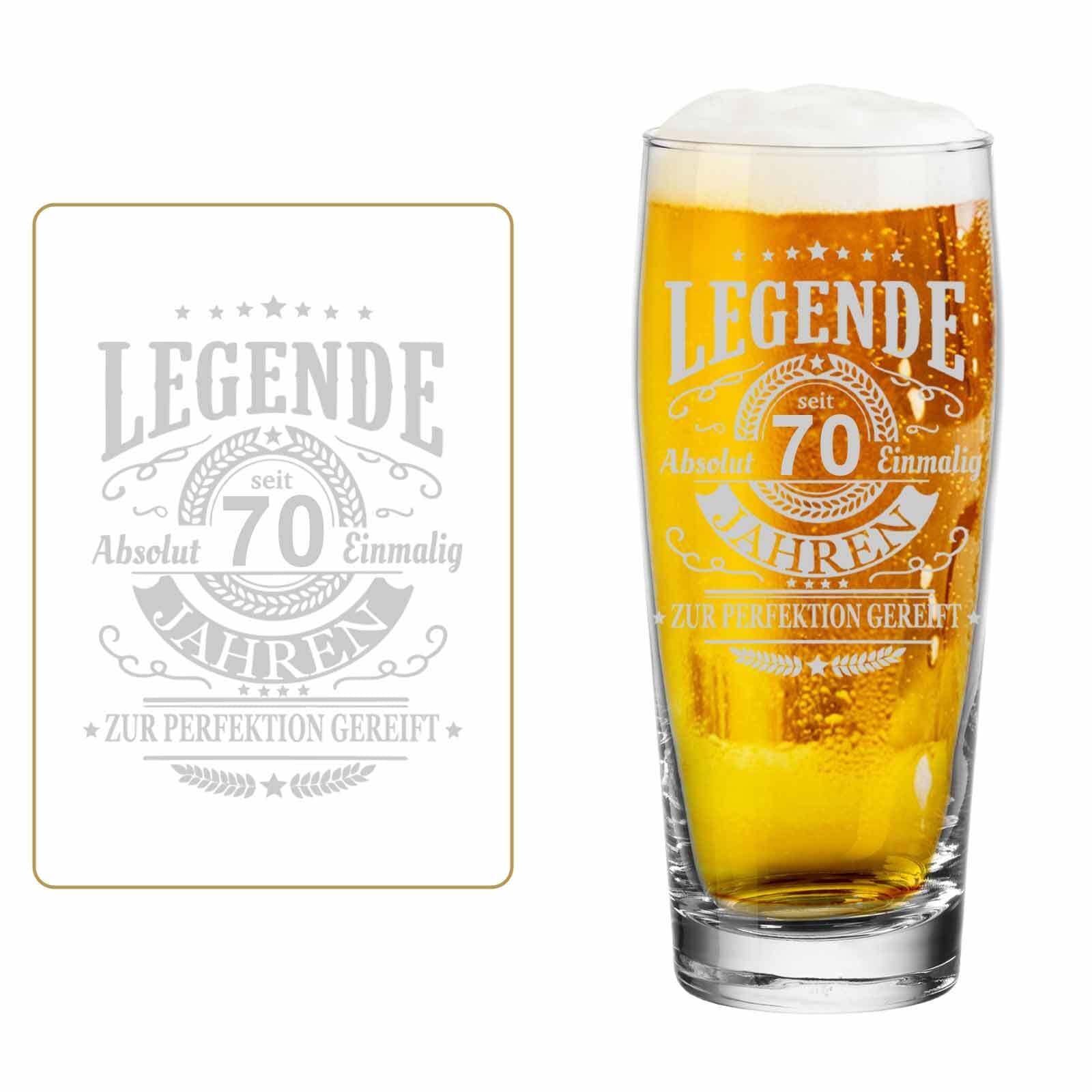 LUXENTU Bierglas "Willi Becher Bierglas mit Gravur Legende seit 70 Jahren 0,5 l transparent"transparent, Trinkgefäße