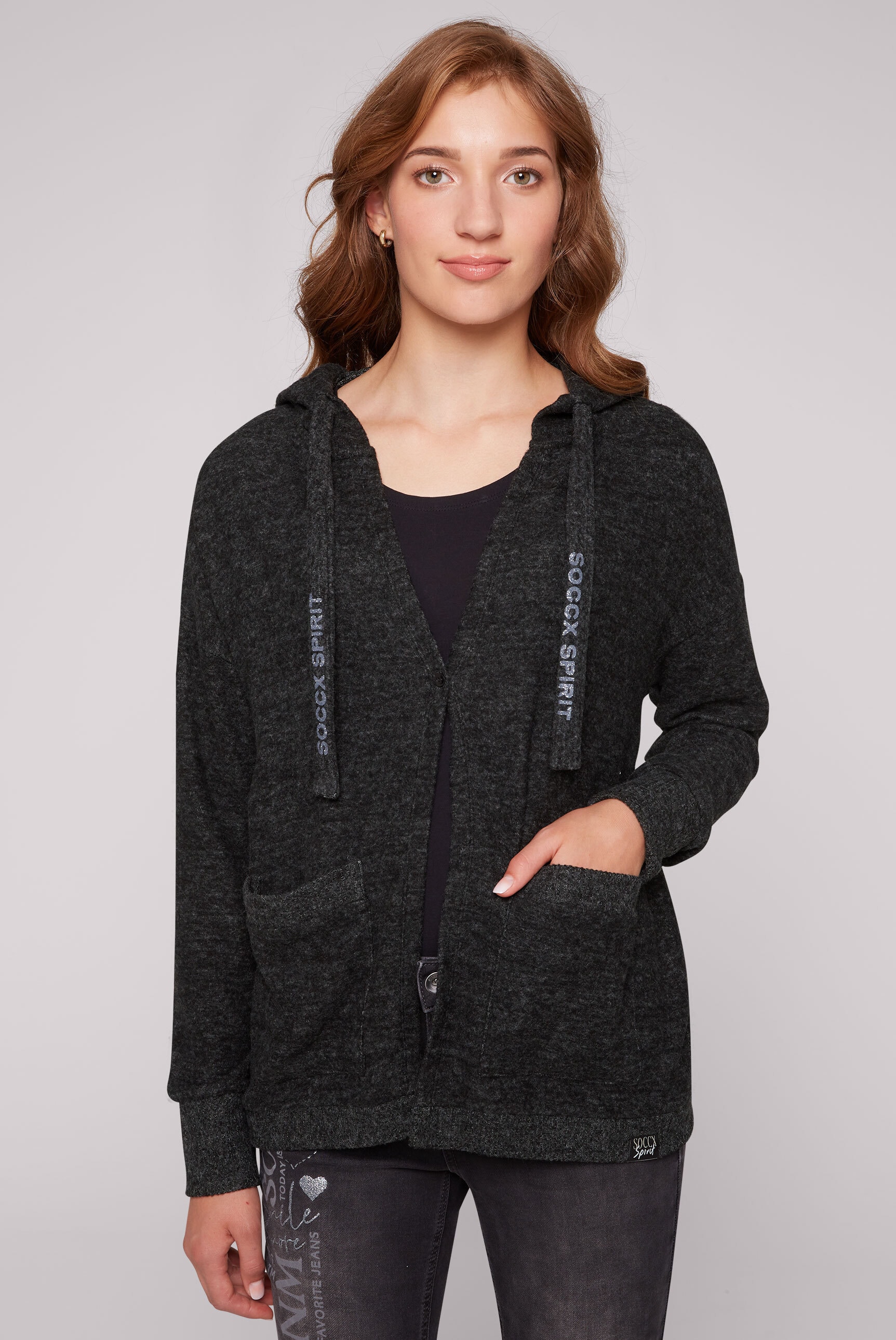 SOCCX Cardigan, aus Feinstrick