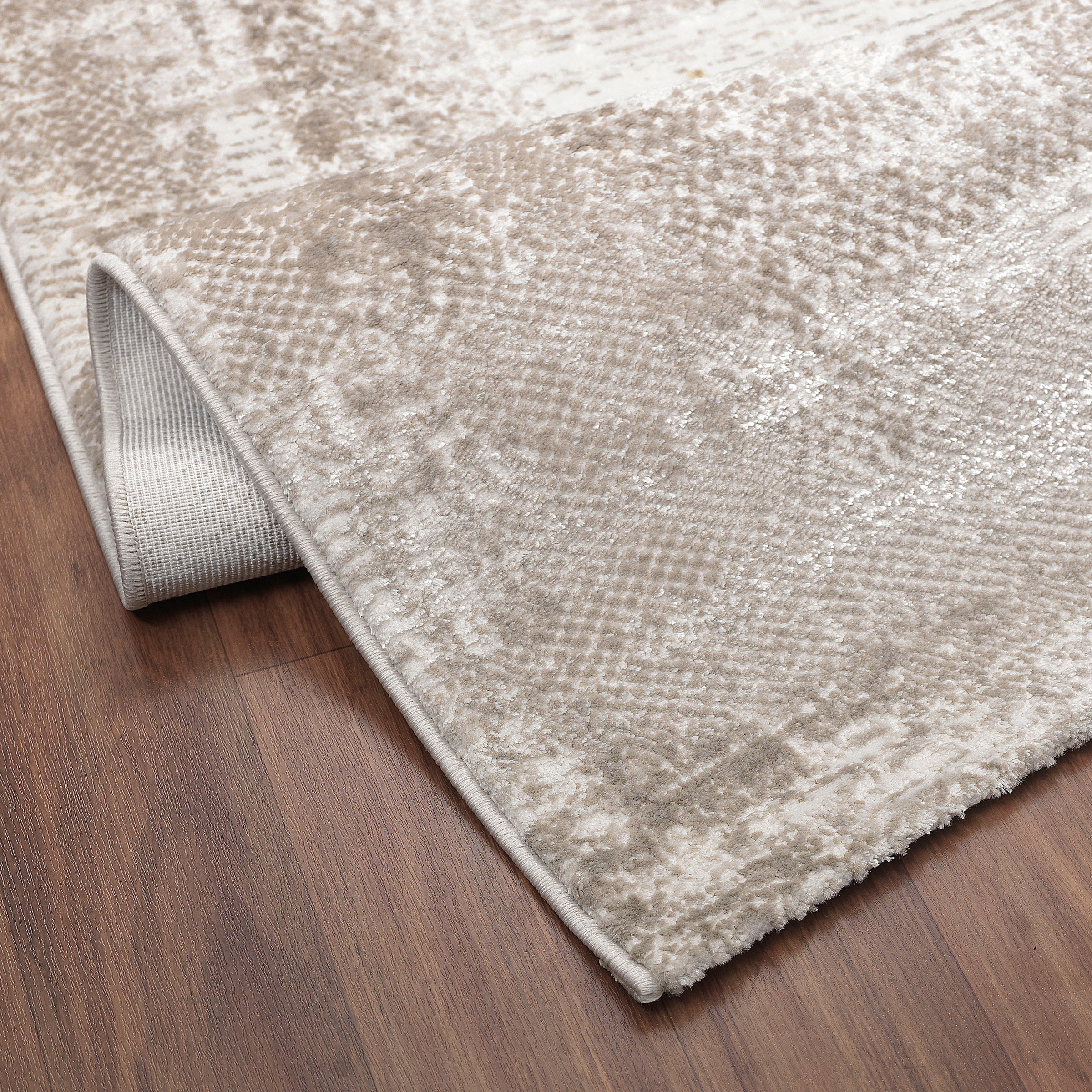 Teppich SANAT "Harmony 3215, auch als Läufer", beige, B:140cm H:12mm L:200cm, Kunstfaser, Teppiche, Teppich, weicher Kurzflorteppich, meliert, Wohnzimmer, Schlafzimmer 3