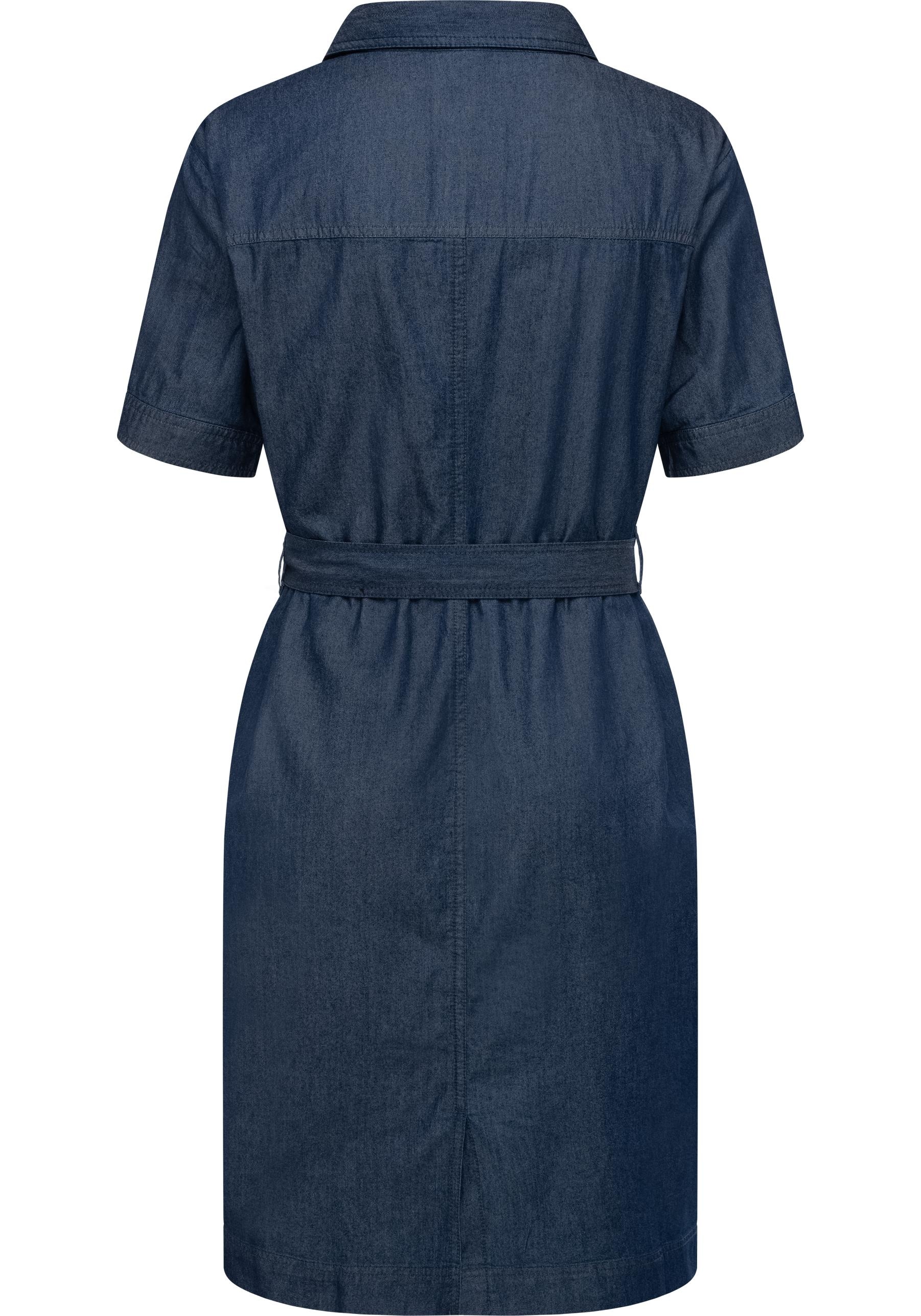 Ragwear Jeanskleid »Rozyna Denim«, Midikleid in Denim-Optik mit Haifisch-Kragen