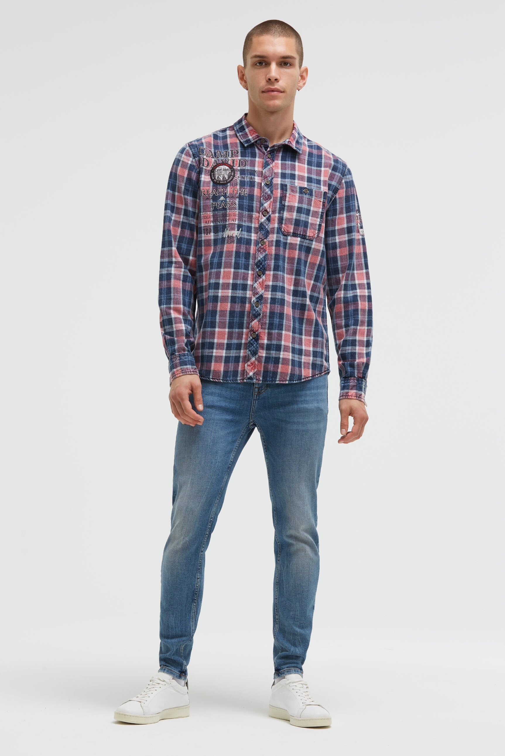 CAMP DAVID Langarmhemd mit Brusttasche