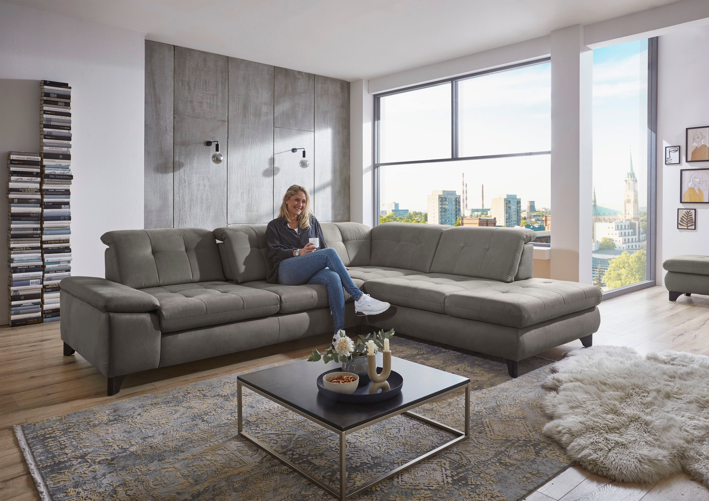 Die PlanBar Ecksofa "MP-IN18012 L-Form mit Federkern-Polsterung" wahlweise günstig online kaufen