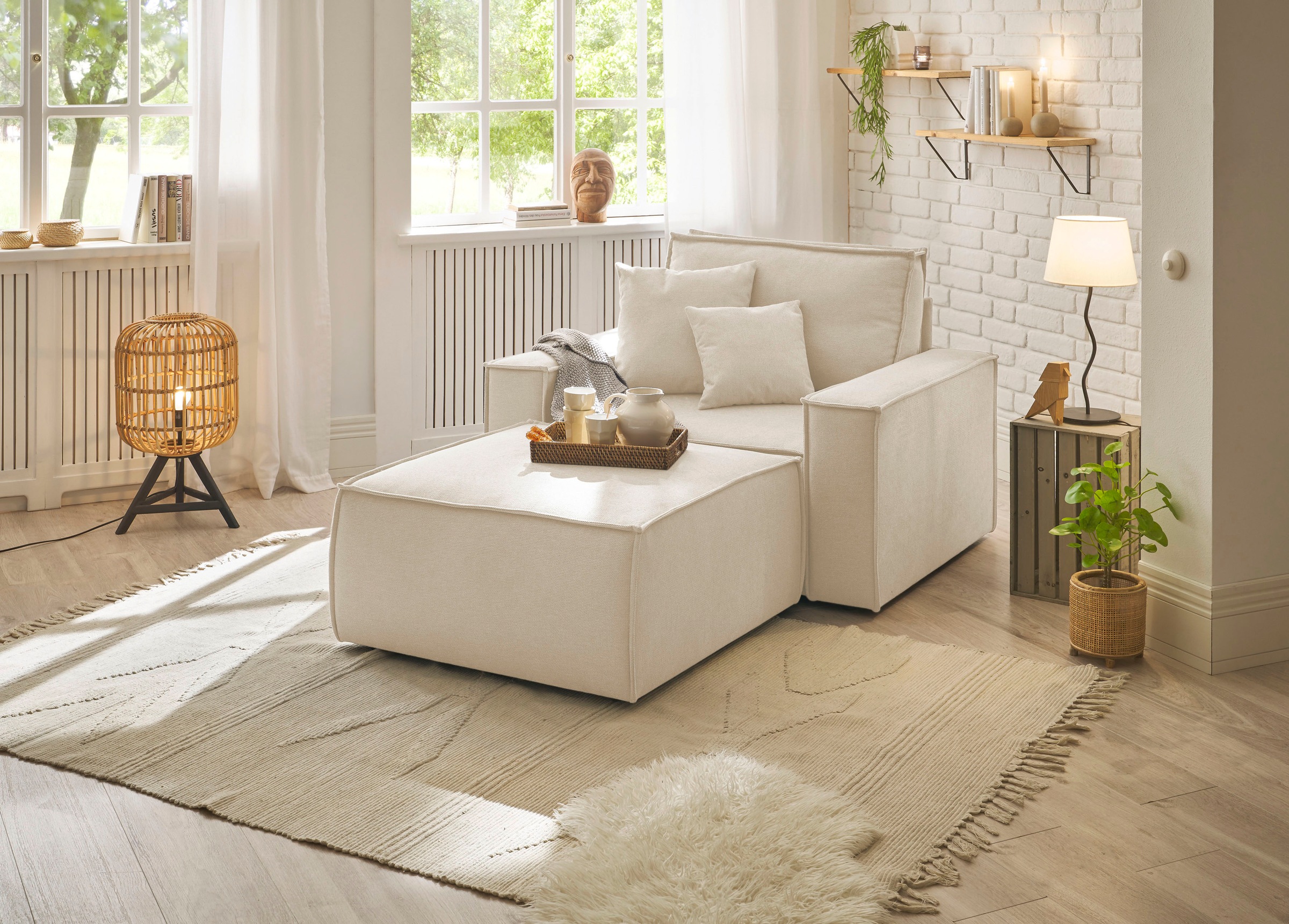 andas Loveseat »Finnley«, (2 St.), Loveseat und Hocker im Set, passend zur Polster-Serie Finnley