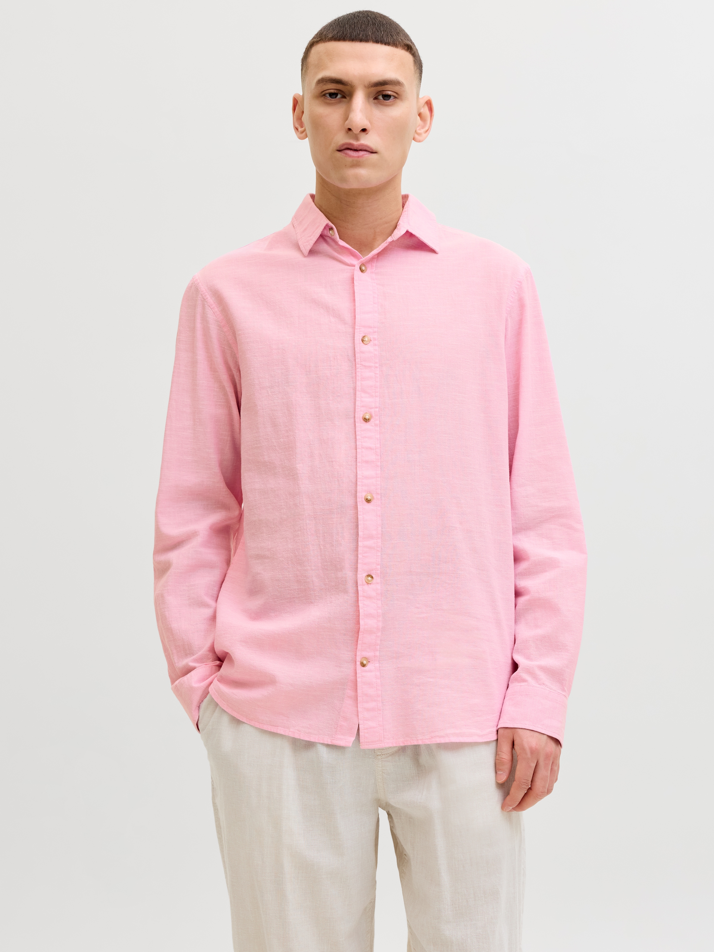 Jack & Jones Langarmhemd »JJESUMMER LINEN BLEND SHIRT L/S SN« Baumwollmischung, regular fit