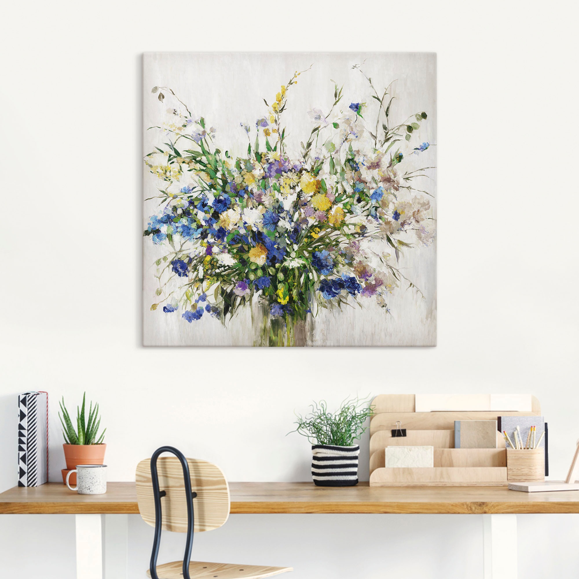 Artland Leinwandbild "Wildblumenstrauß" Blumenbilder 1 Stk. tlg. auf Holzra günstig online kaufen
