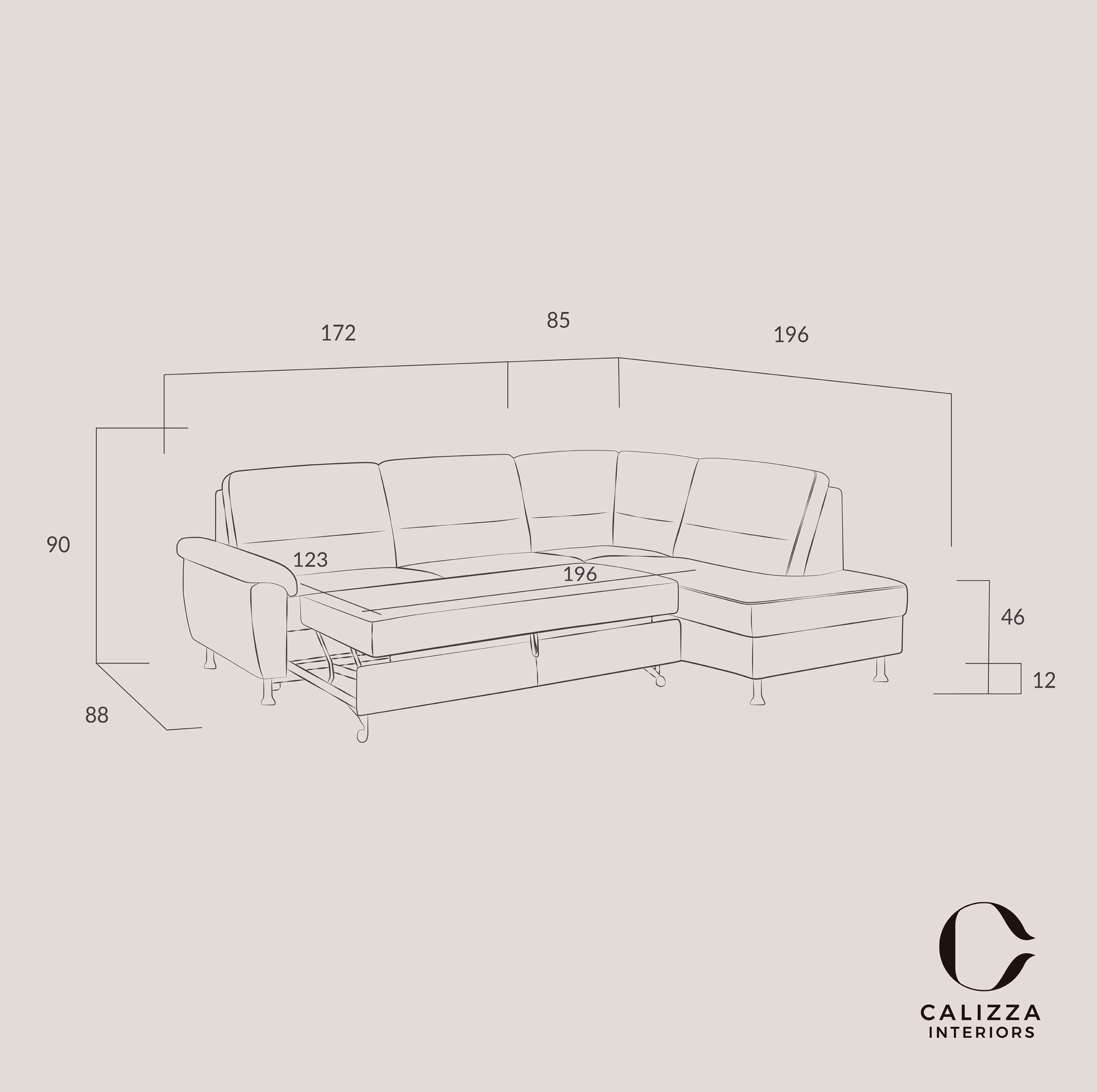 CALIZZA INTERIORS Ecksofa »Onyx L-Form«, Ottomane links oder rechts, wahlweise mit Bettfunktion, Breite 257 cm