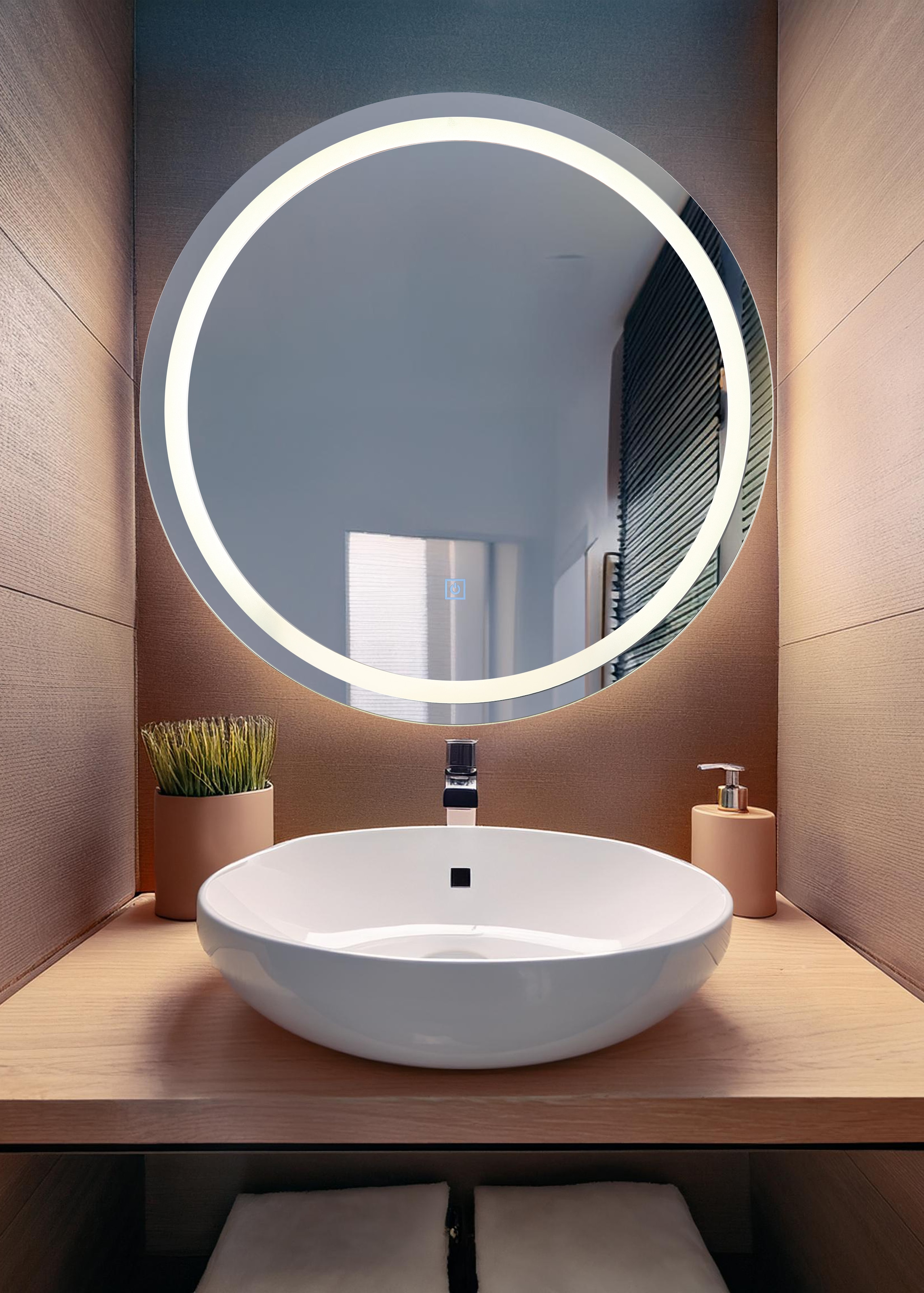 GLOBO LIGHTING LED Spiegelleuchte »RIVAS«, Leuchtmittel LED-Modul | LED fest integriert, Spiegel/Touch Ein/Aus/Memoryfunktion/ ø: 550mm