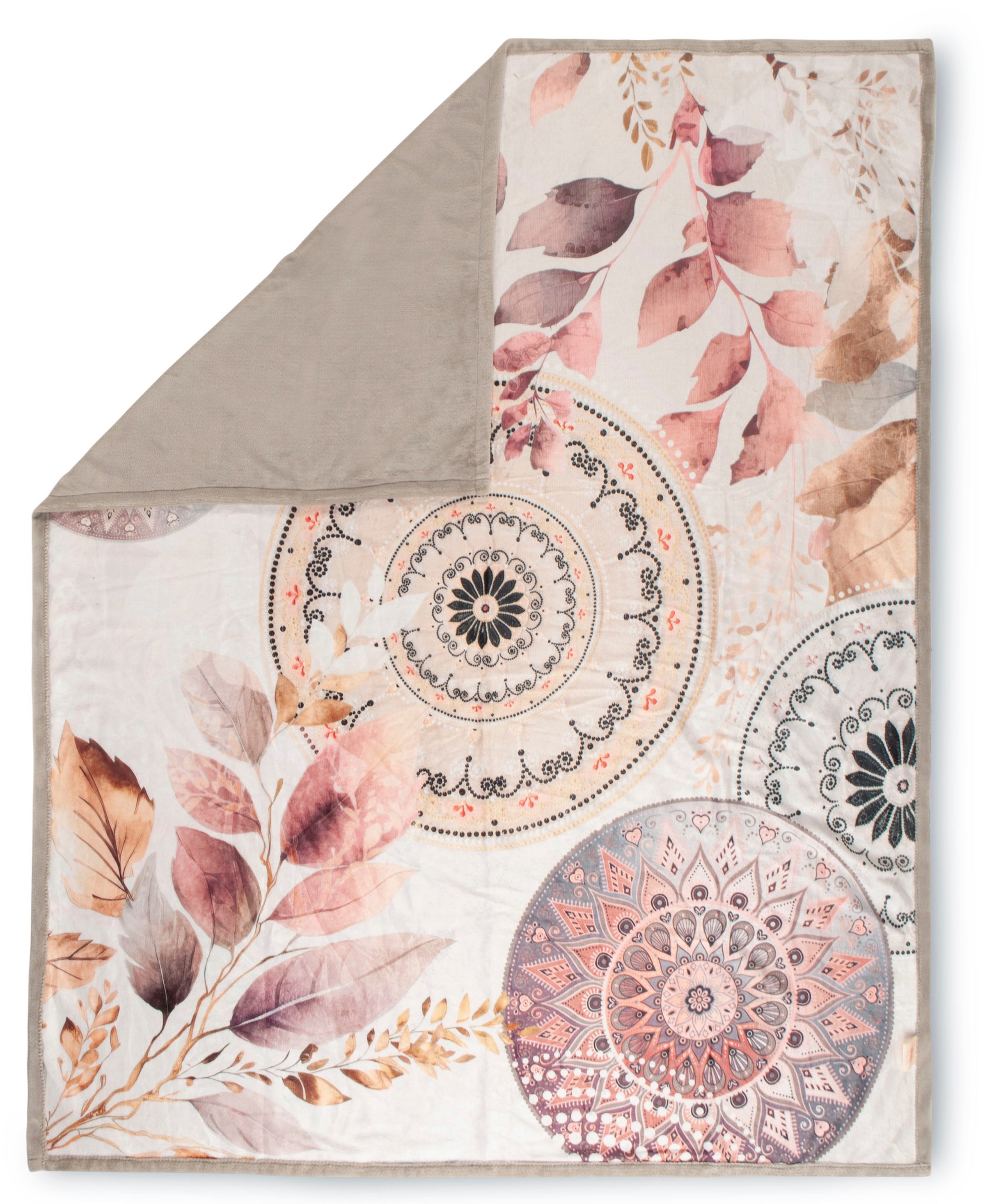 hip Plaid »Afina«, Weich, Kuscheldecke, 130x160 cm, Wendeoptik, Mandala, Simple, Grau