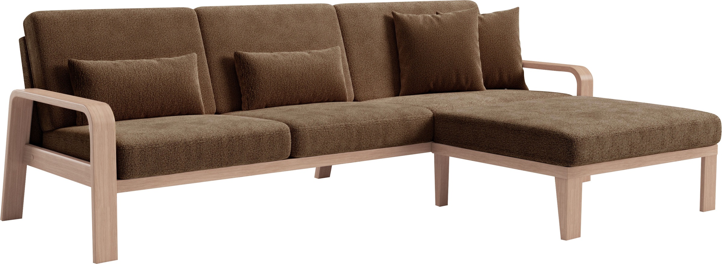 sit&more Ecksofa »Kolding L-Form«, Armlehnen aus Buchenholz in natur, verschiedene Bezüge und Farben