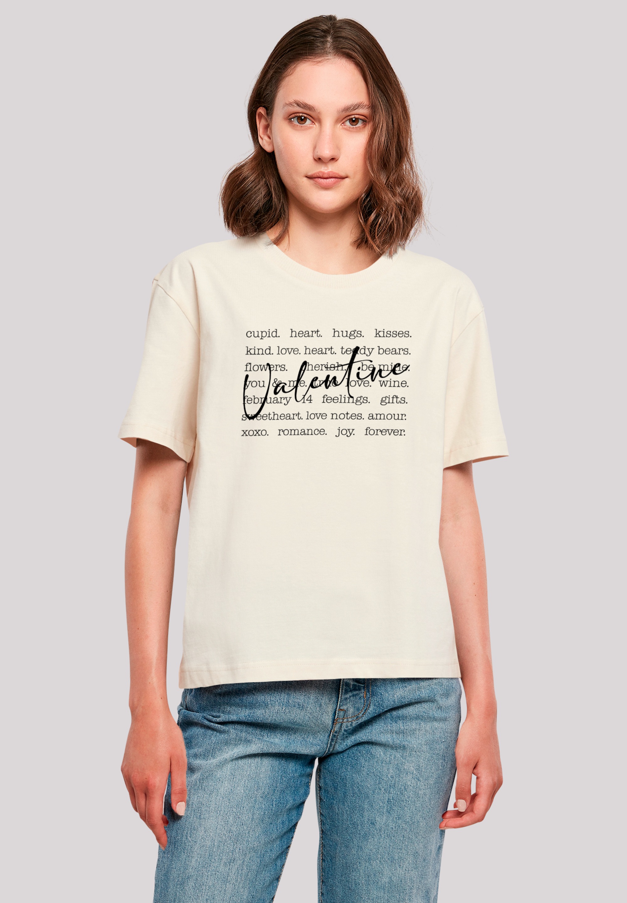 F4NT4STIC T-Shirt "Valentine Herz Hugs Kisses Love Flowers Joy", Premium Qu günstig online kaufen