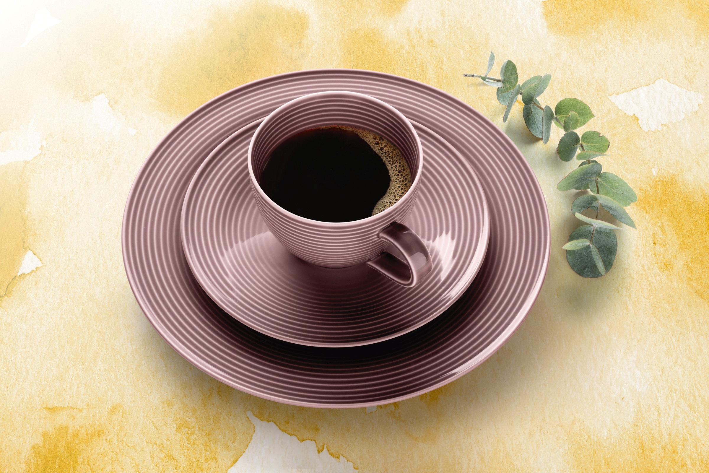 Seltmann Weiden Kaffeeservice »Geschirr-Set, 18 Teile, Beat«, (Set, 18 tlg., 6x Kaffeeobertasse, 6x Kombi-Untertasse, 6x Frühstücksteller), Tassen, Untertassen, Teller, Made in Germany, 18 Teile, für 6 Personen