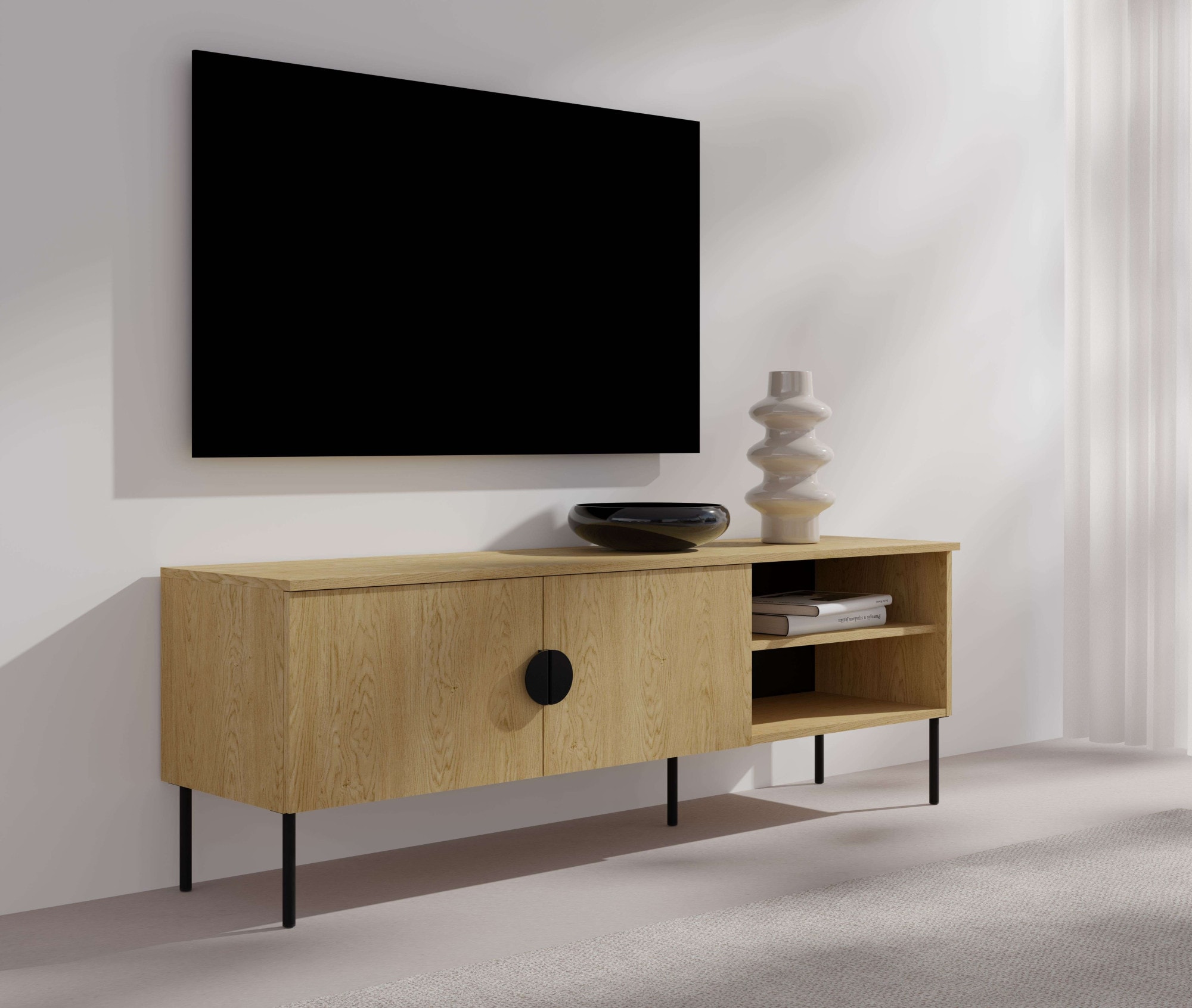 Leonique Lowboard "BELLOT TV-Schrank mit 2 Türen, Maße B/T/H: 160/40/53,6 c günstig online kaufen