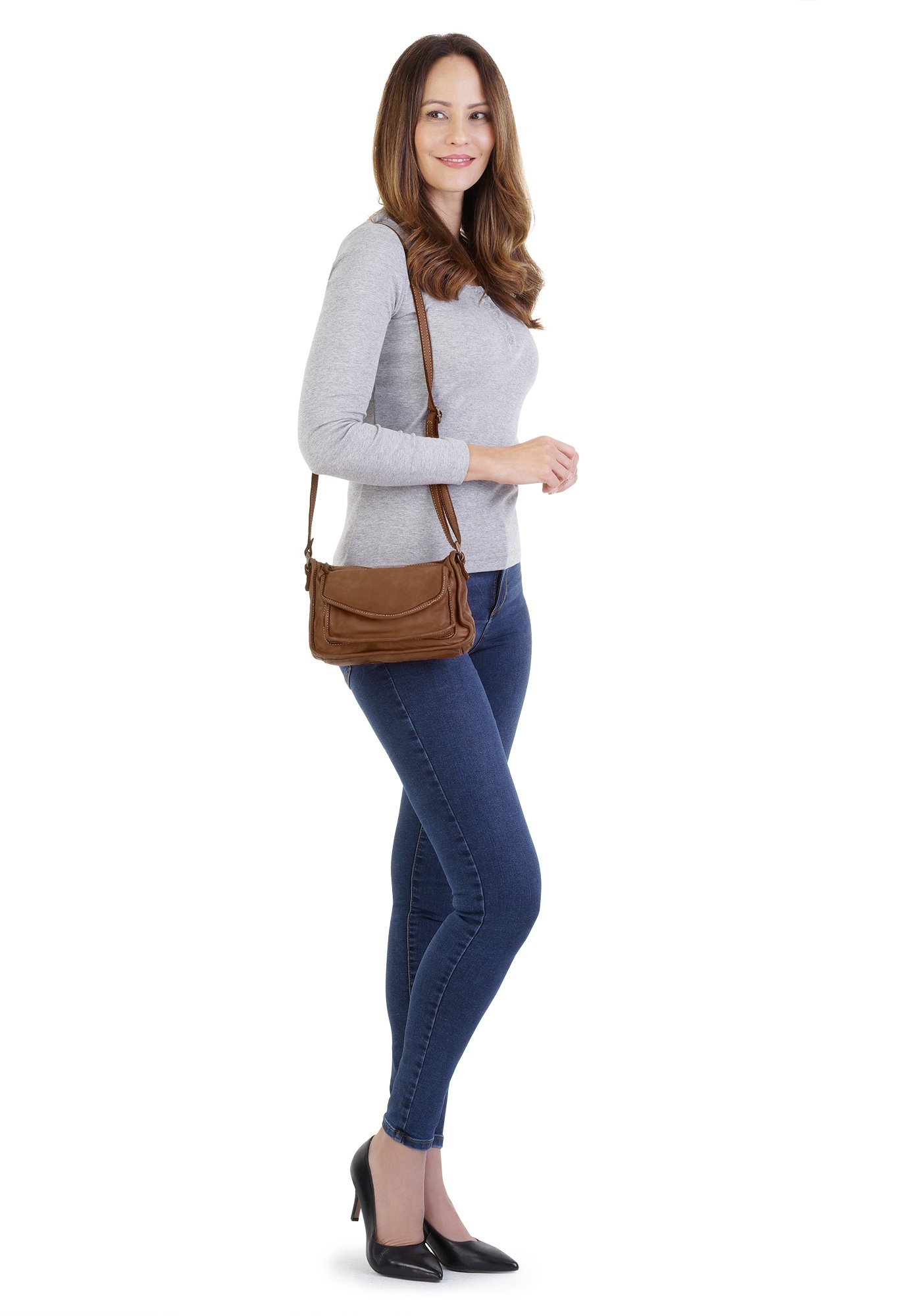 Cluty Umhängetasche echt Leder, Made in Italy günstig online kaufen