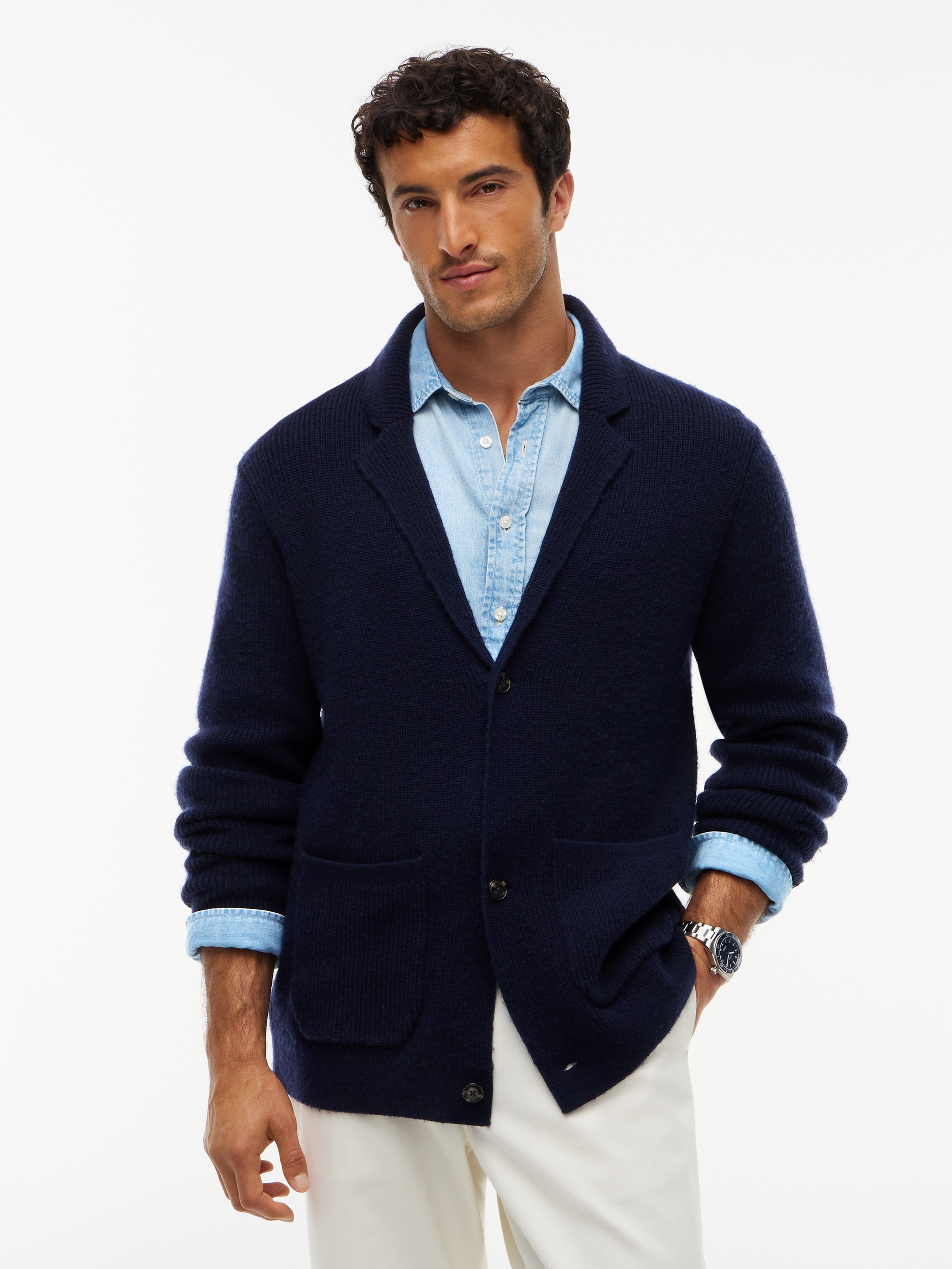Tommy Hilfiger Cardigan "NY KNITTED CARDIGAN" im Sakko-Optik, normale Passform