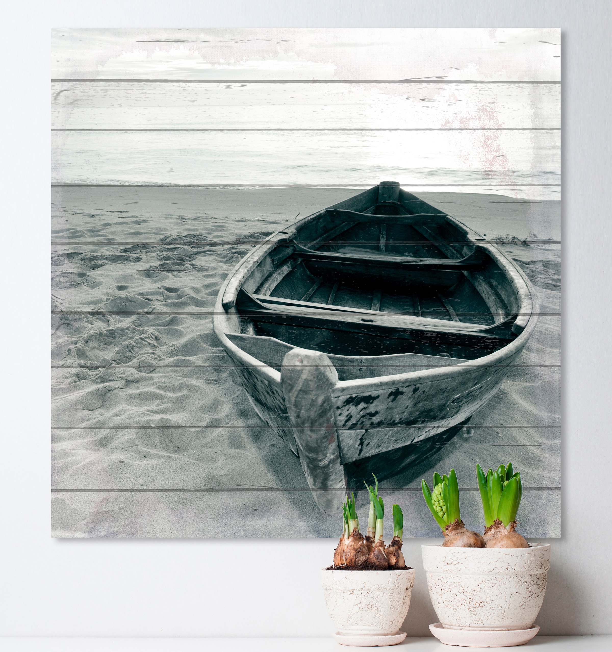 queence Holzbild »Einsames Boot«, 50x50 cm