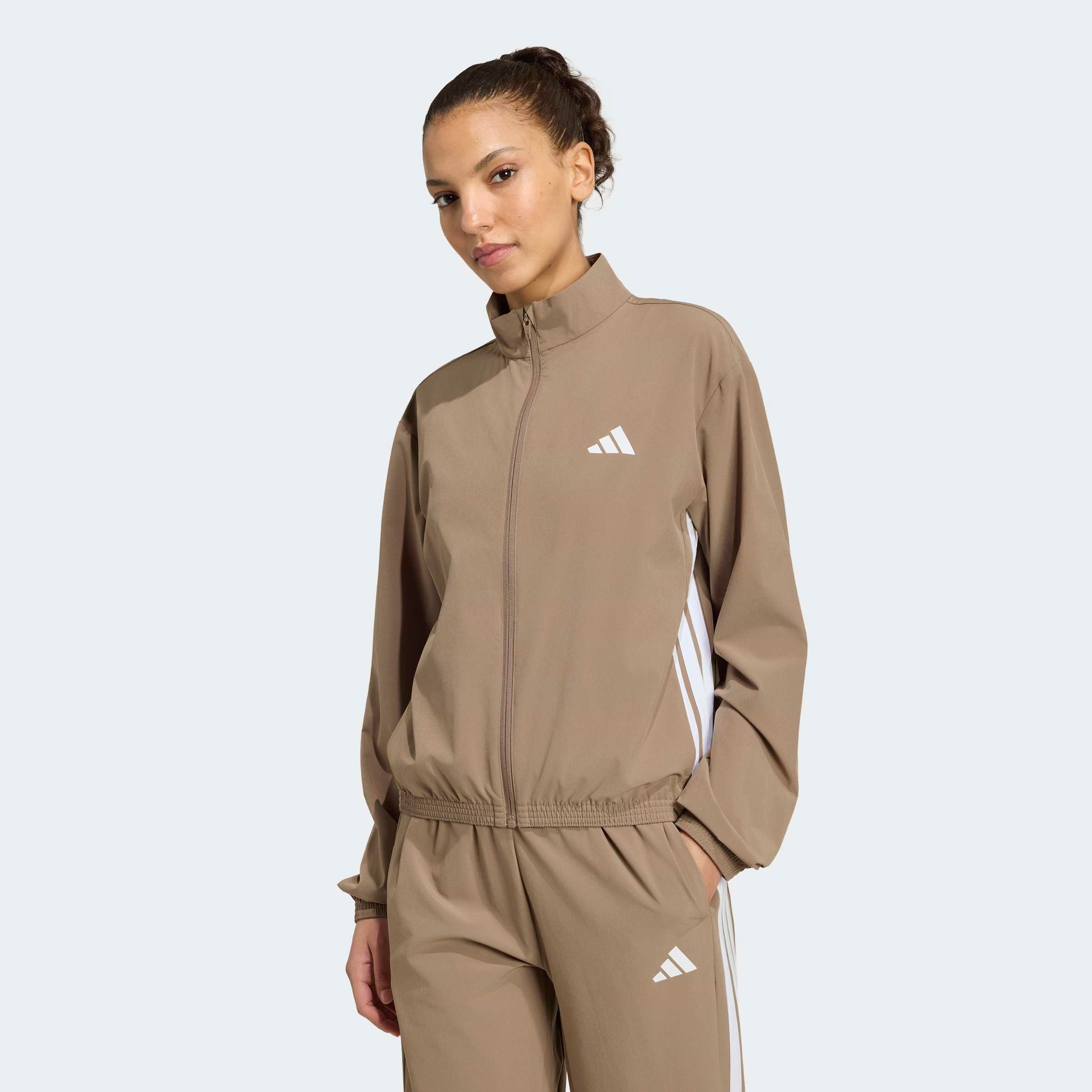adidas Performance Trainingsjacke "TRAIN ESSENTIALS 3-STREIFEN WOVEN WARM-UP" mit Elasthan-Anteil, normale Länge