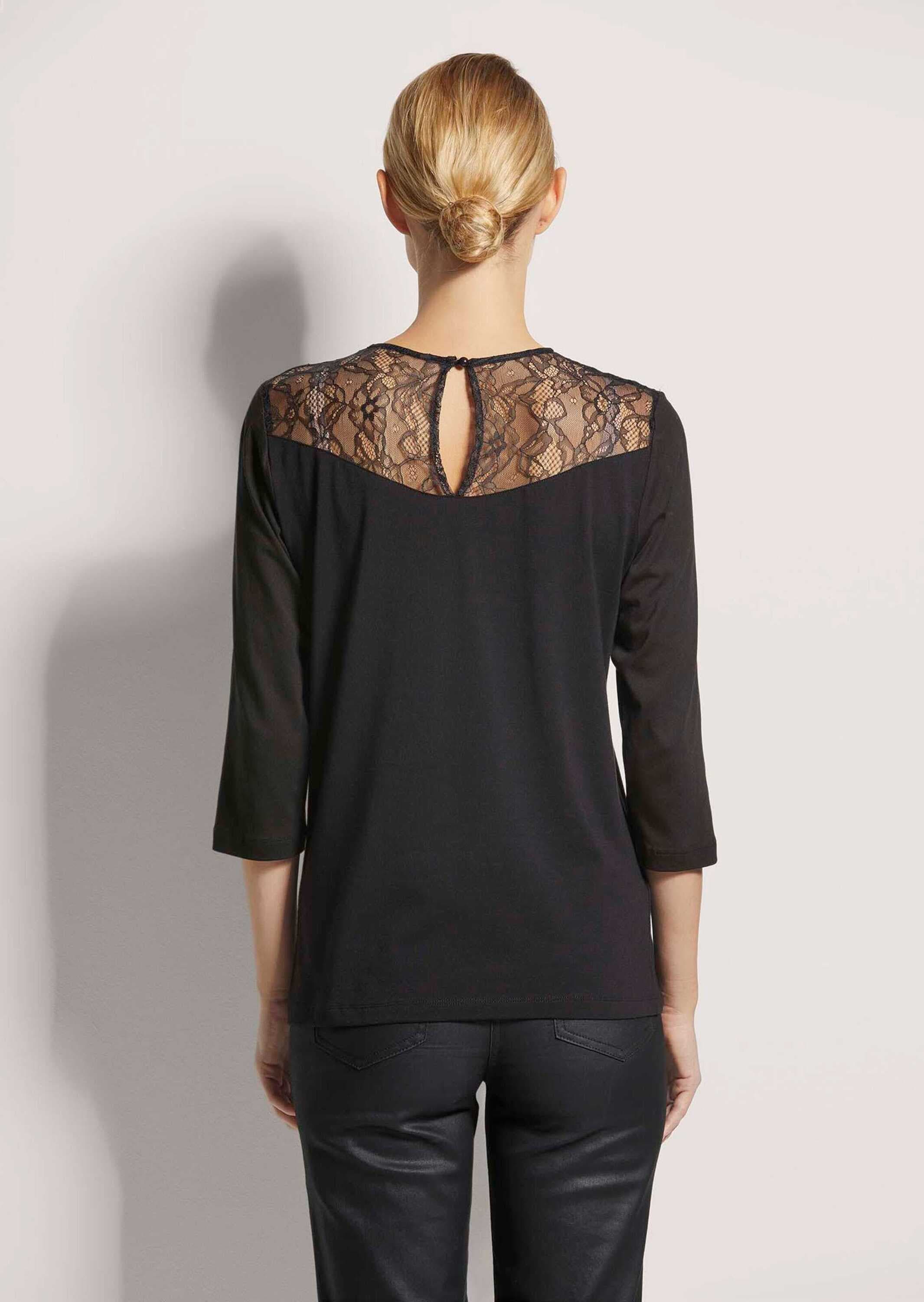 MADELEINE Kurzarmshirt »Shirt Rundhals-Shirt mit Spitze, Baumwollmix«