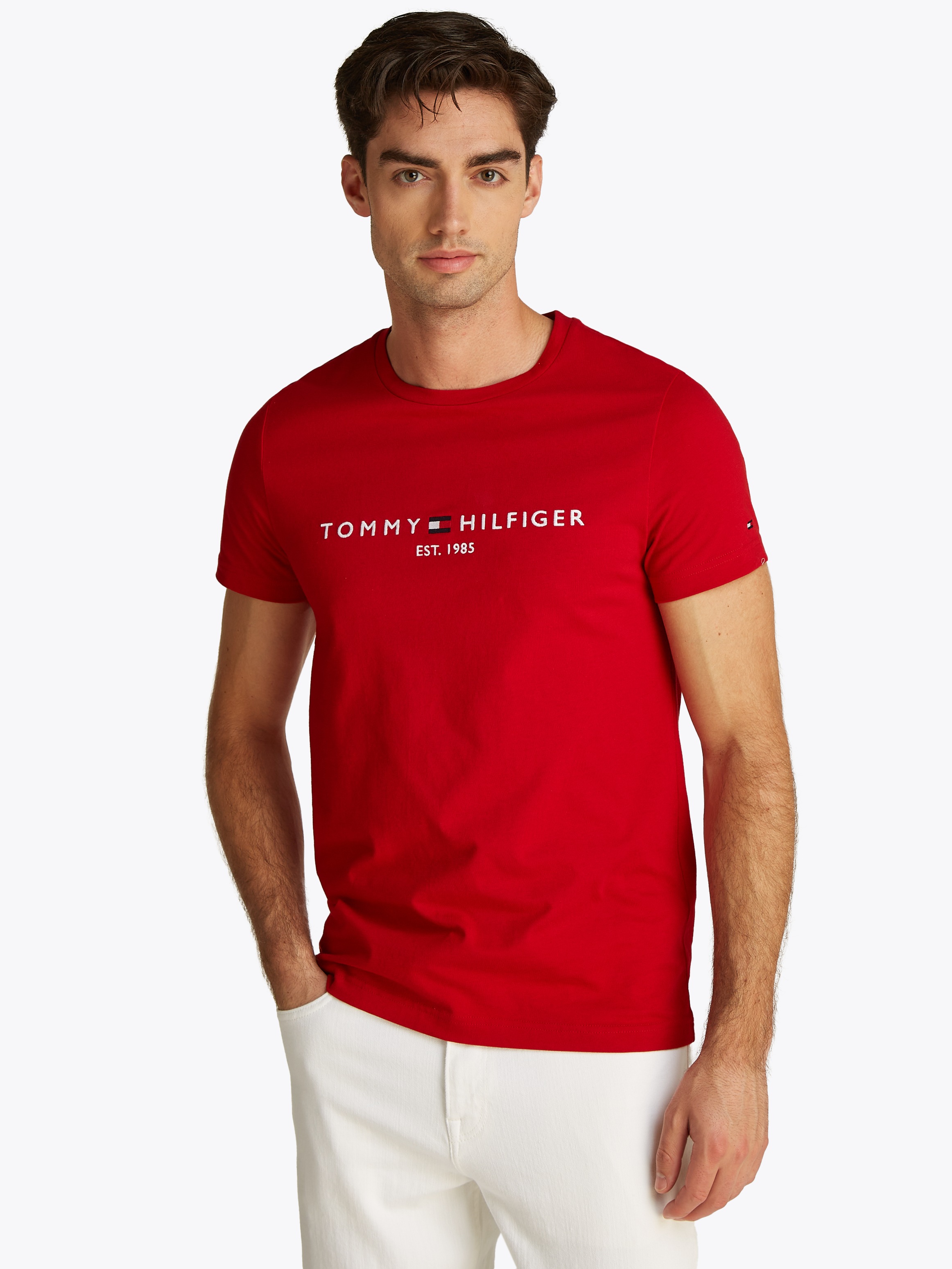Tommy Hilfiger T-Shirt "TOMMY LOGO" aus reiner Baumwolle günstig online kaufen