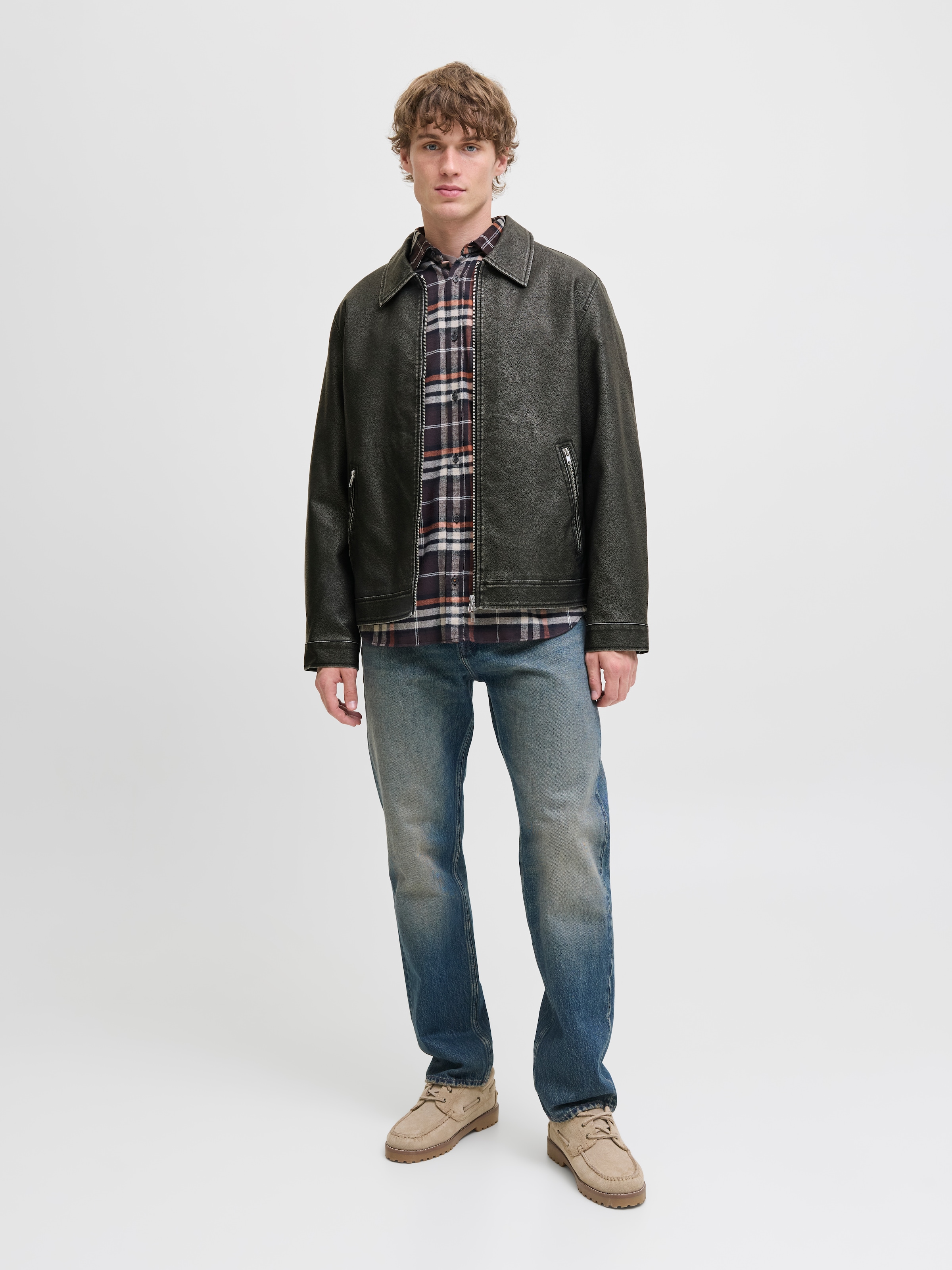 Jack & Jones Bikerjacke »JJECASABLANCA PU JACKET NOOS«, ohne Kapuze, mit Fronttaschen