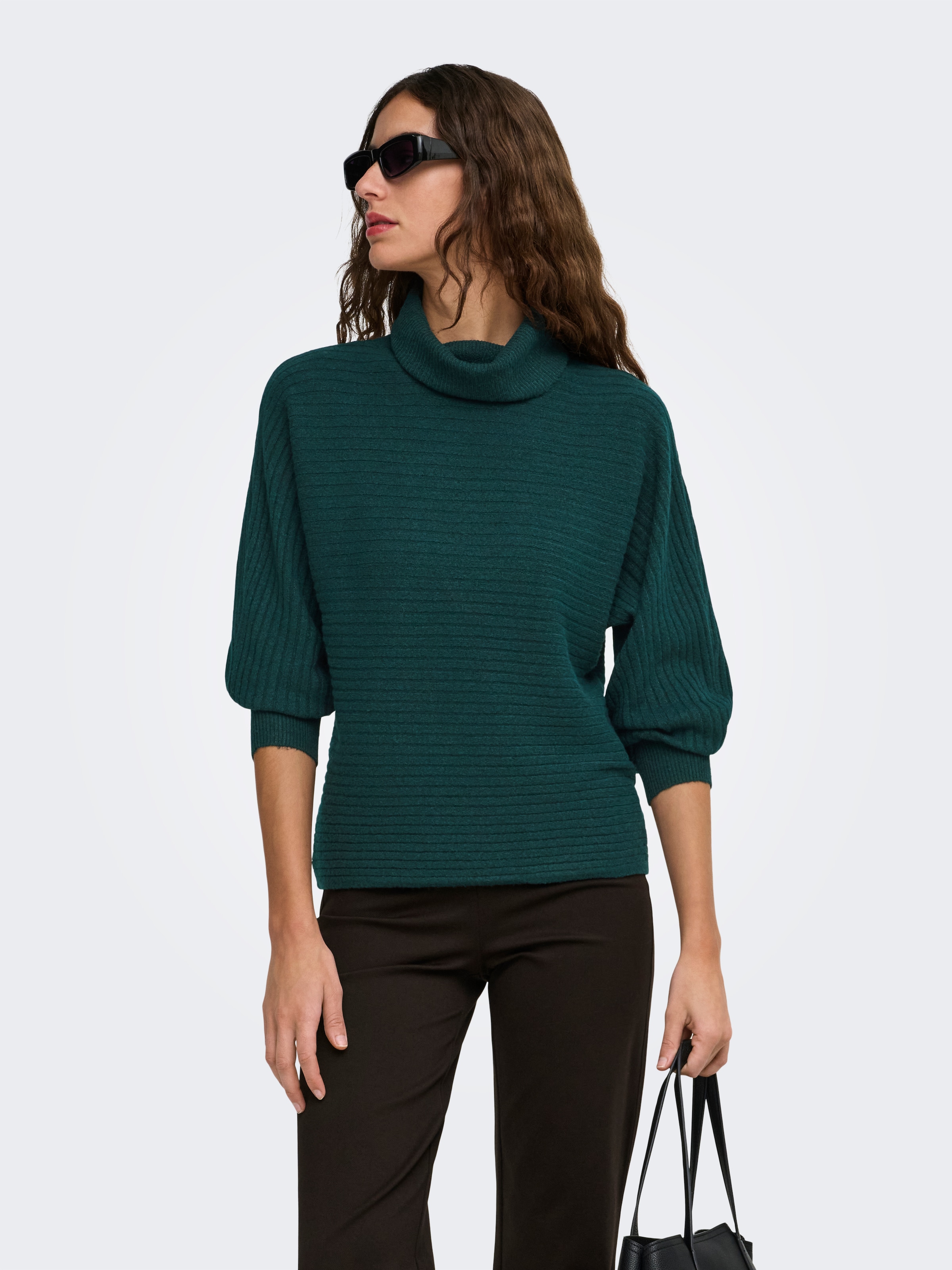 ONLY Rollkragenpullover »ONLWINNIE LS ROLLNECK CS KNT« Materialmix, Stretch, regular fit