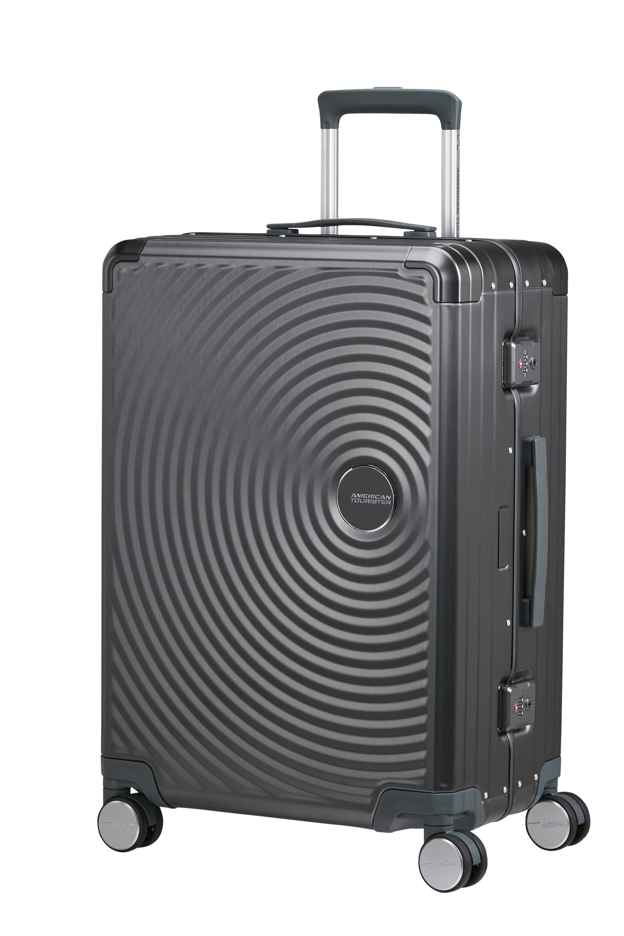 American Tourister® Hartschalen-Trolley »SOUNDBOX ALU, verschiedene Größen und Farben« 73 l 4 Rollen Hartschalen-Koffer zwei TSA-Schlösser Aluminium-Koffer