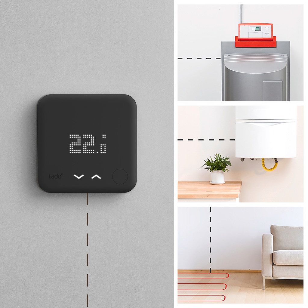 Tado Heizkörperthermostat »Starter Kit - Smartes Thermostat V3+ (Verkabelt) Black Edition«