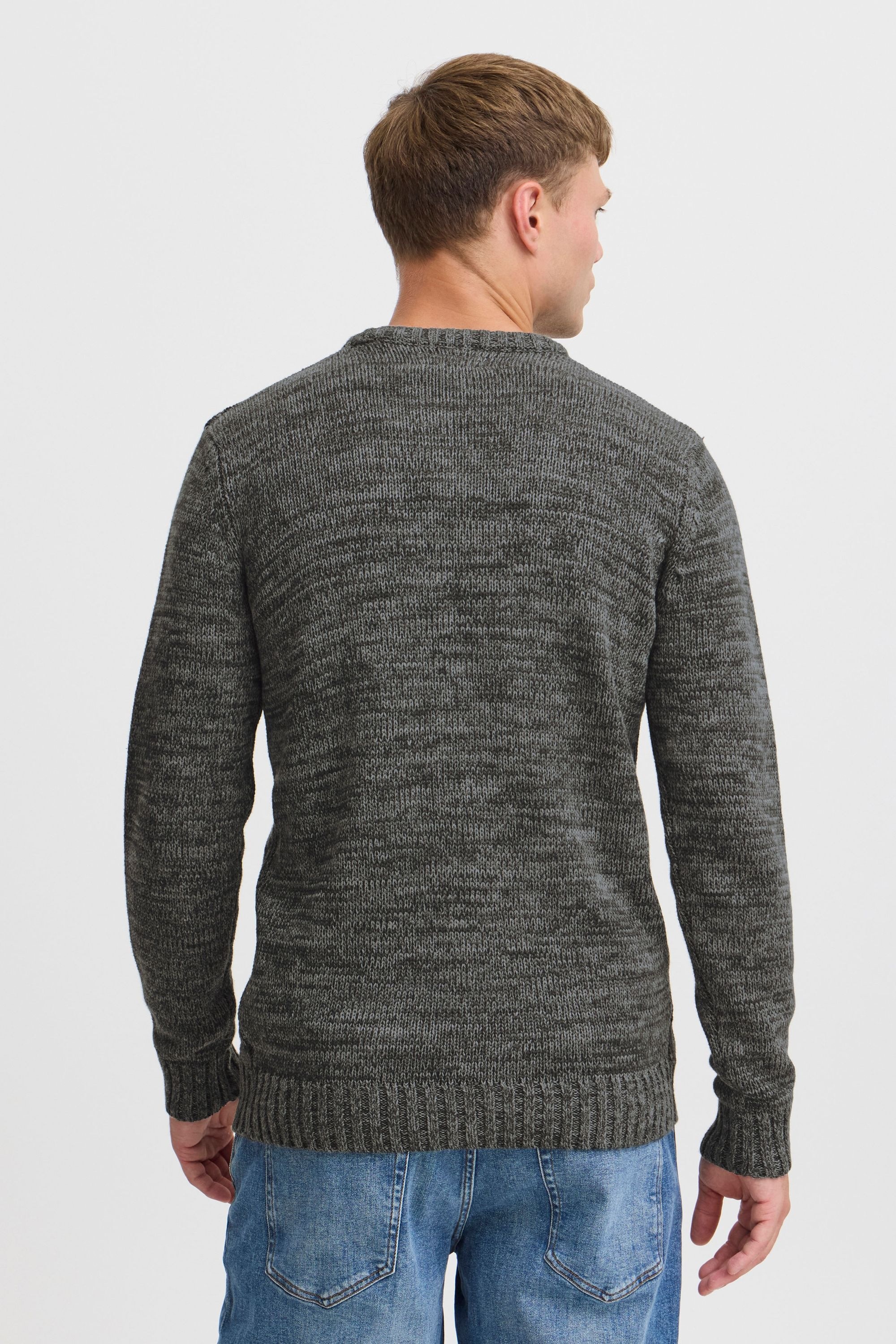 !solid Strickfleece-Pullover SOLID "Strickpullover SDPhilemon", Herren, Gr. L, grau (dunkelgrau), Obermaterial: 100% Baumwolle CO., Pullover 3