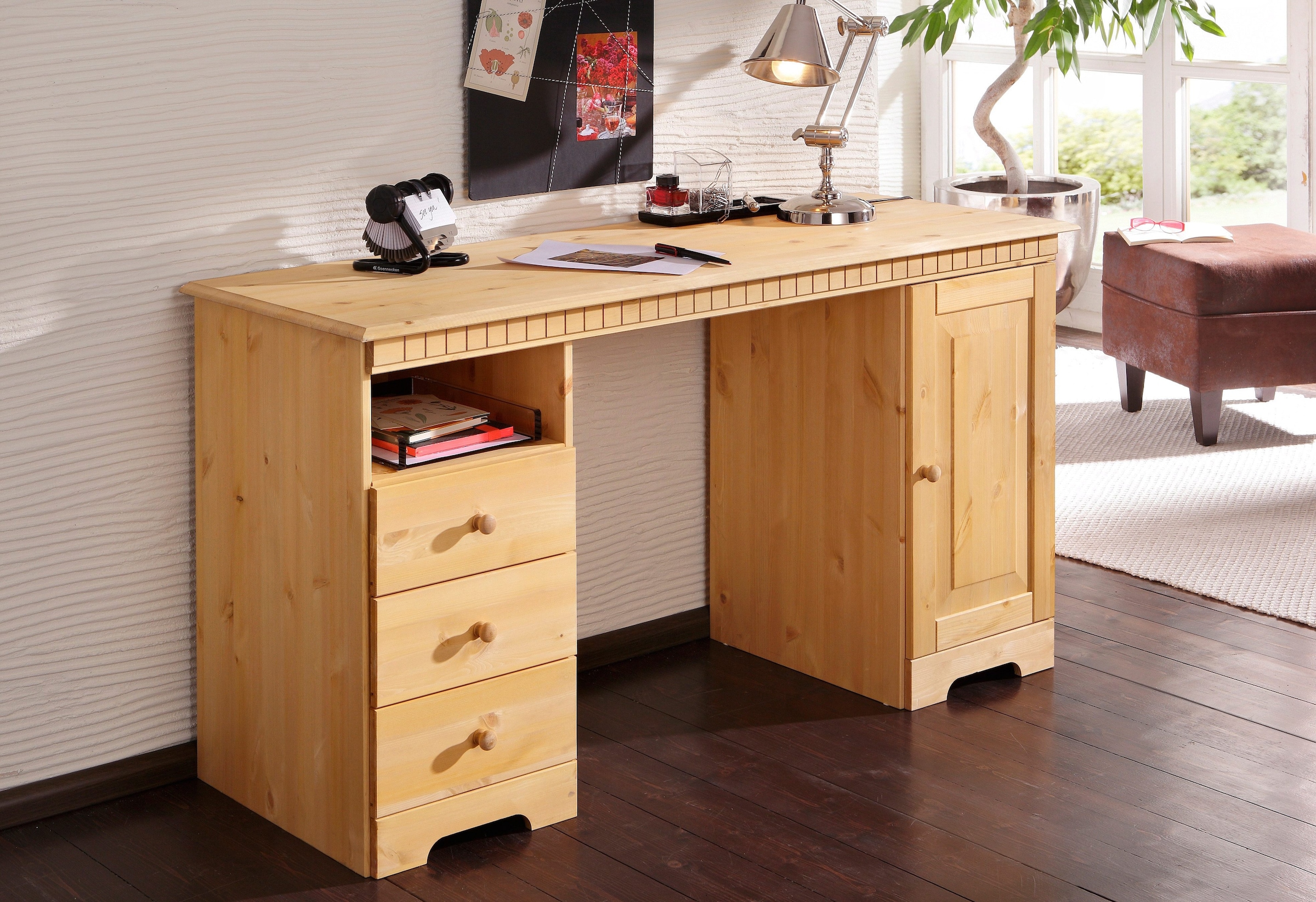 Schreibtisch »Lisa«, aus Massivholz, in verschiedenen Farbvarianten, Breite 140 cm