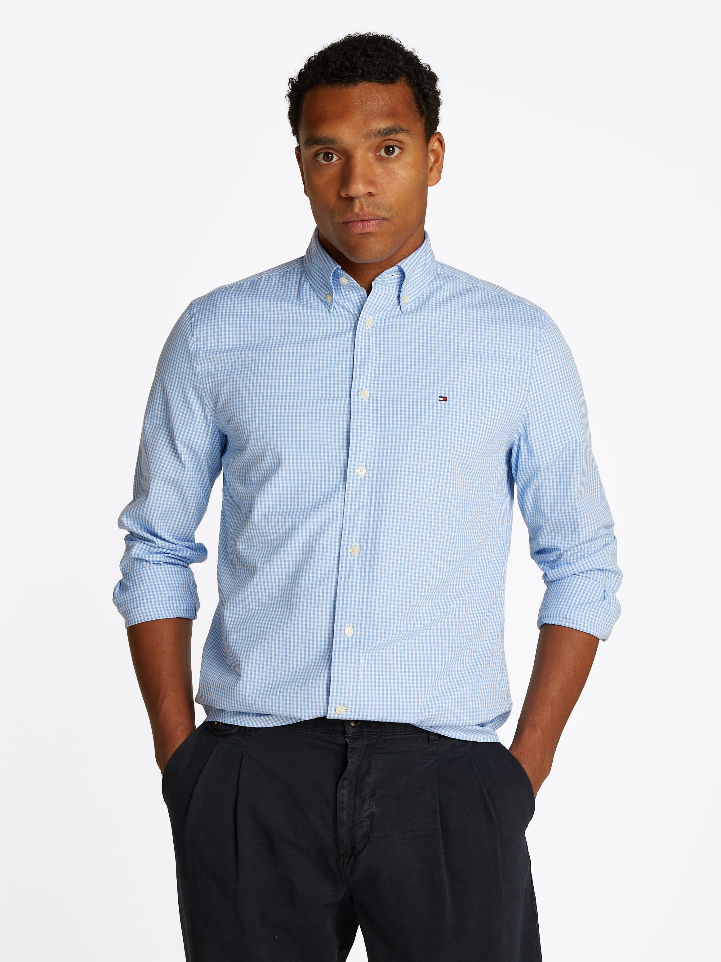 Tommy Hilfiger Businesshemd »FLEX POPLIN GINGHAM RF SHIRT«, mit Karomuster