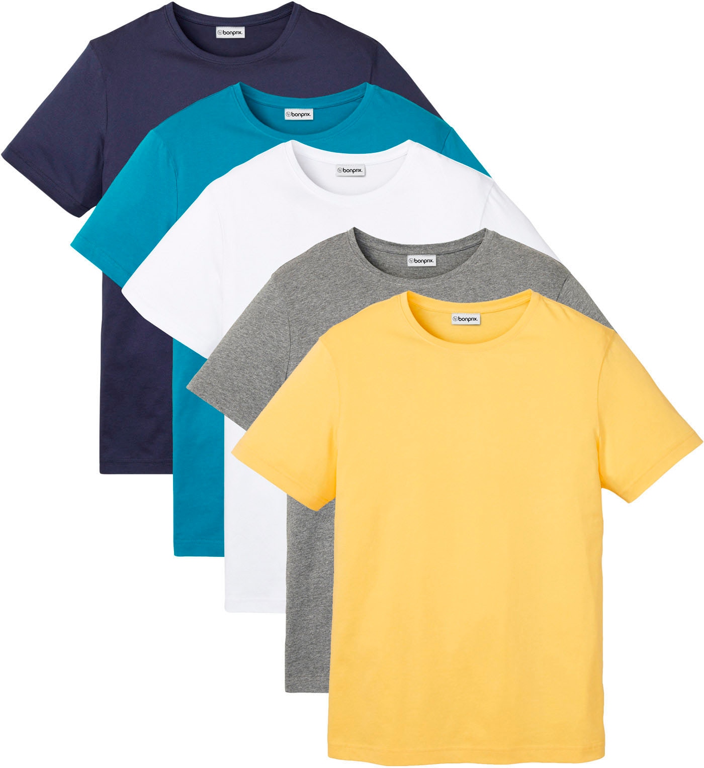 bonprix T-Shirt "T-Shirt (5er Pack)" Packung, 5 Stk. Regular Fit, Kurzarm, günstig online kaufen
