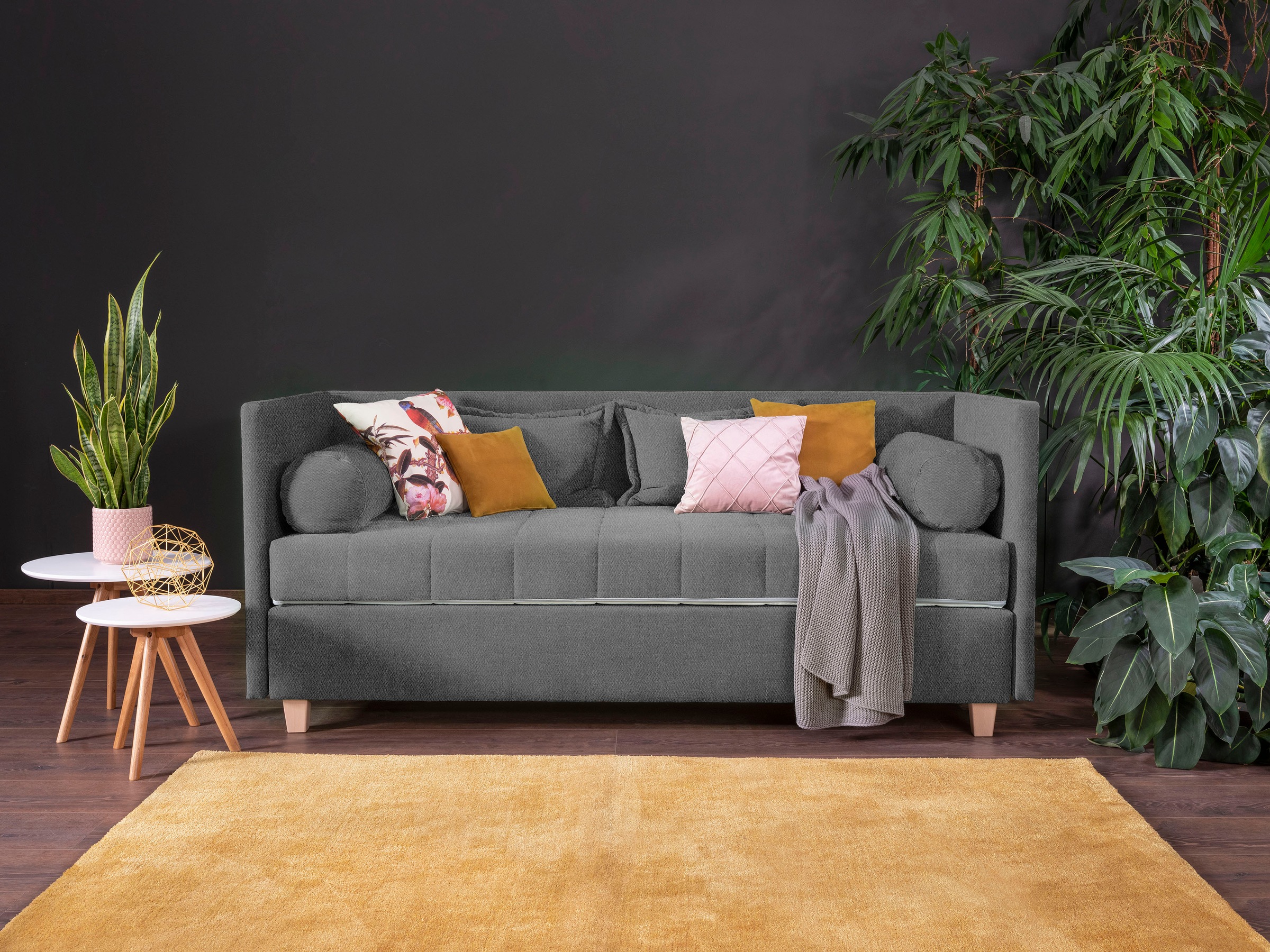 alina Schlafsofa »Kona«, 7-Zonen Taschenfederkernmatratze, Zierkissen-Set und Schlummerrollen