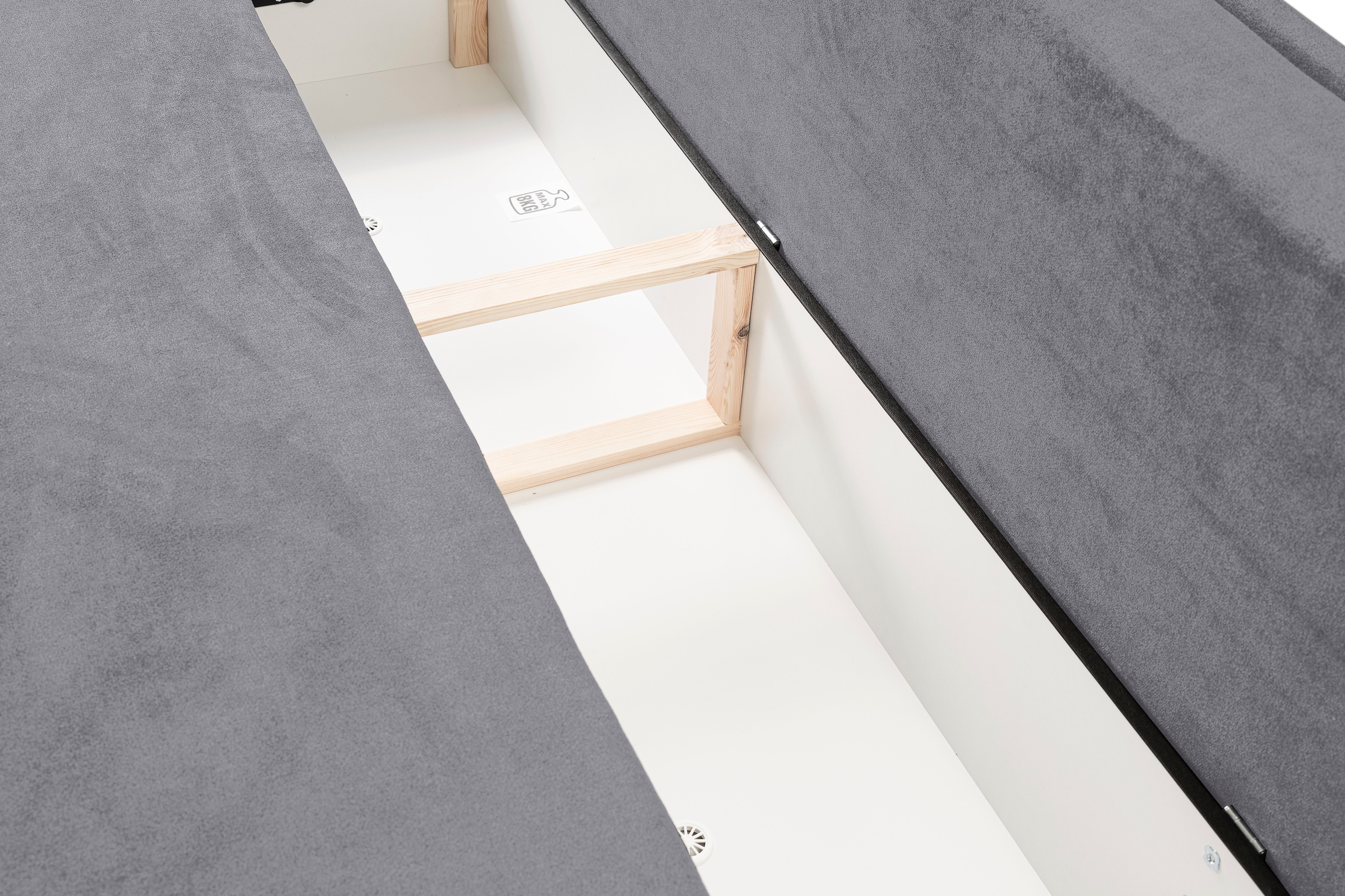 WERK2 Schlafsofa »Biggi, komfortabel & elegant, Schlaffunktion, Bettkasten, Breite 260cm«, inkl. losen Kissen, Struktur weich, hellgrau