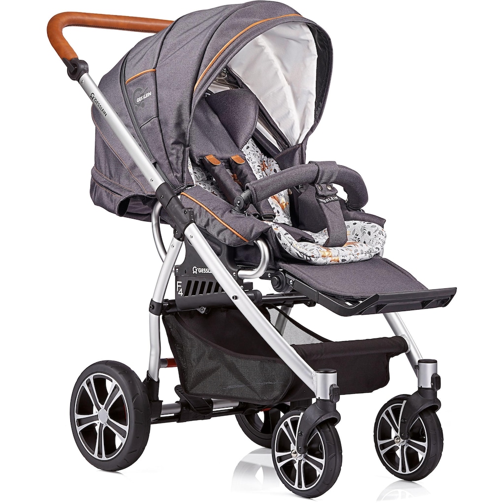 Gesslein Kombi-Kinderwagen »F4 Air+, Eloxiert Cognac mit Tragetasche C1 Lift, Reh«