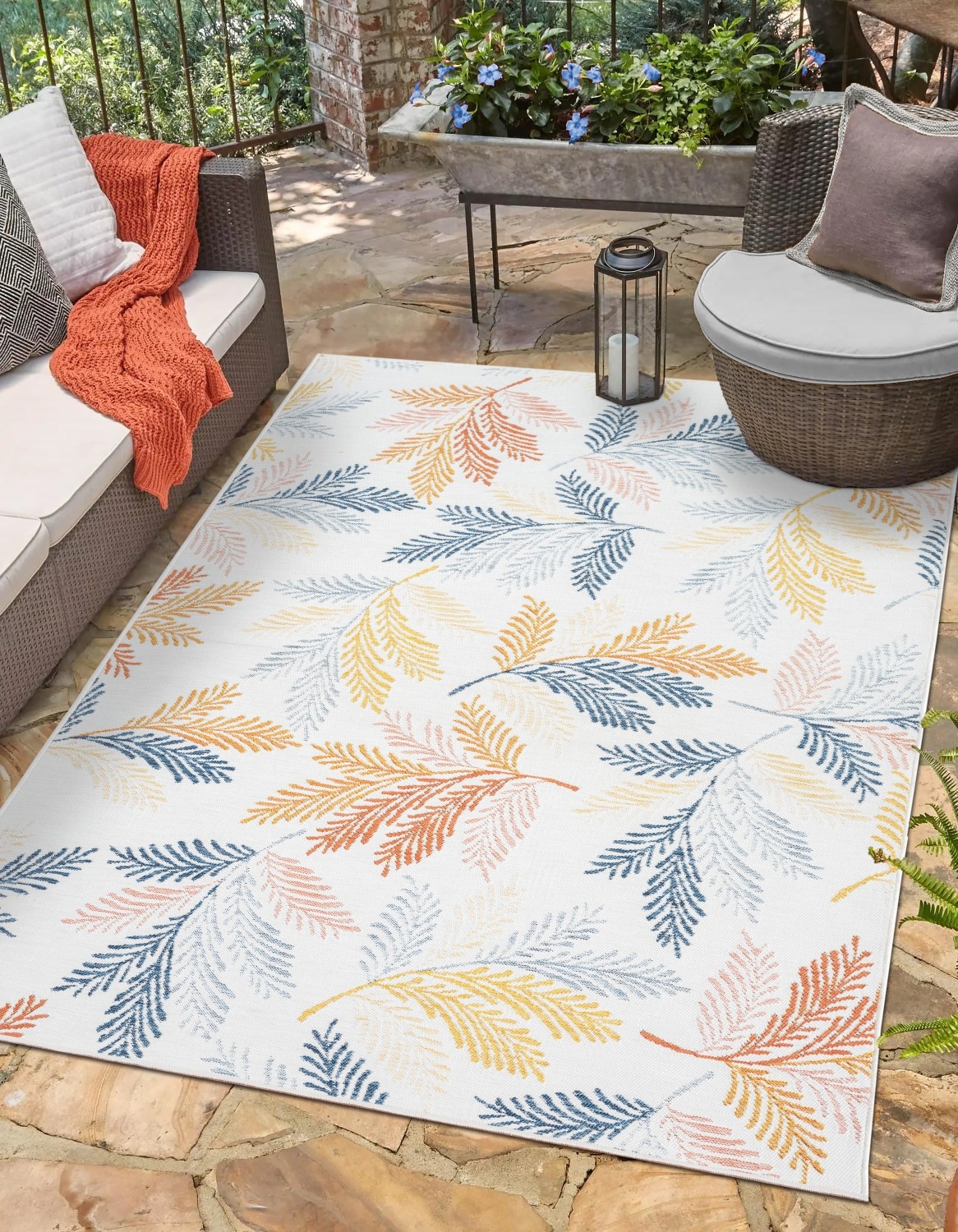 Myflair Möbel & Accessoires Outdoorteppich "Johanna, LAGERRÄUMUNG" rechteckig 6 mm Höhe Wendeteppich, Blätter Motiv, Outdoor geeignet, Balkon, Terrasse