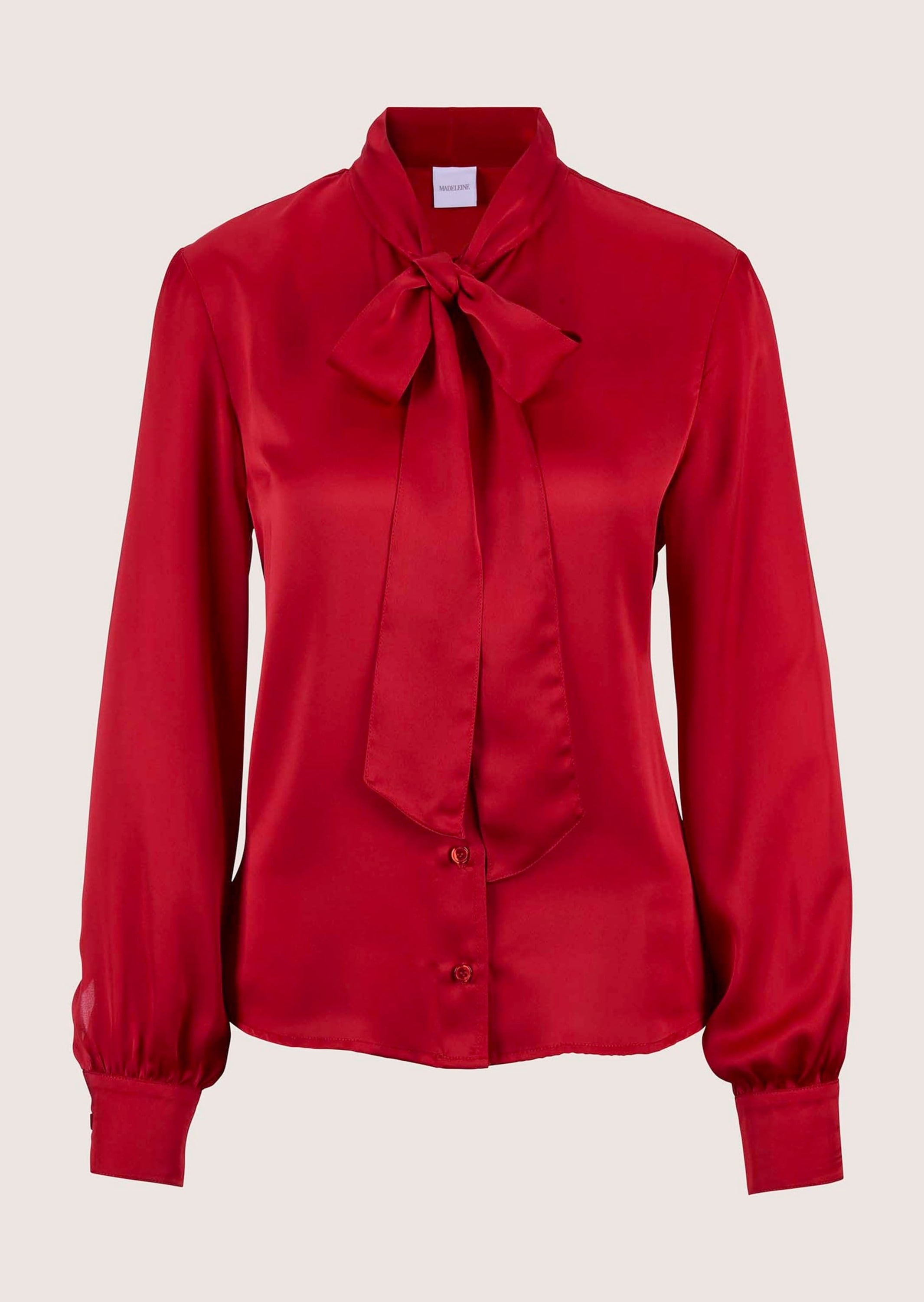 MADELEINE Damen Langarmbluse "Bluse Satinbluse mit Schluppe", rot, Gr. 42, Obermaterial: 100% Polyester PES., Blusen