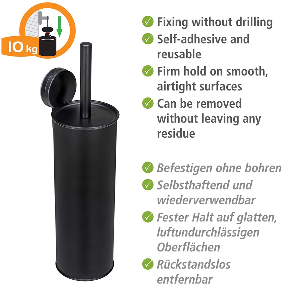 WENKO WC-Garnitur »Static-Loc® Modell Plus Pavia«, aus Edelstahl-Polypropylen-Kunststoff, geschlossener WC-Bürstenhalter zur Wandbefestigung ohne Bohren