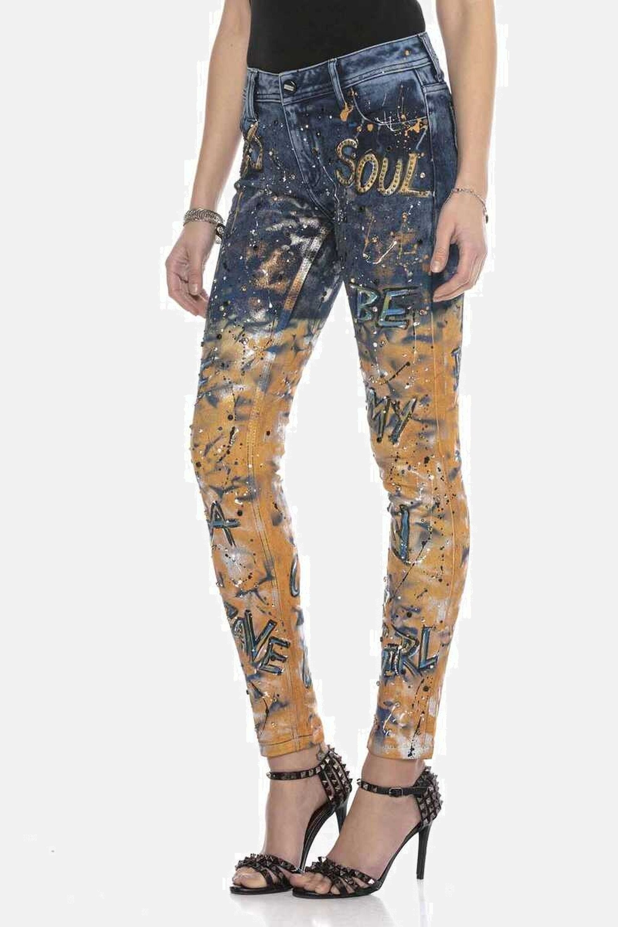 Cipo & Baxx Slim-fit-Jeans »Jeans«, Mit coolen Schriftzügen, WD440