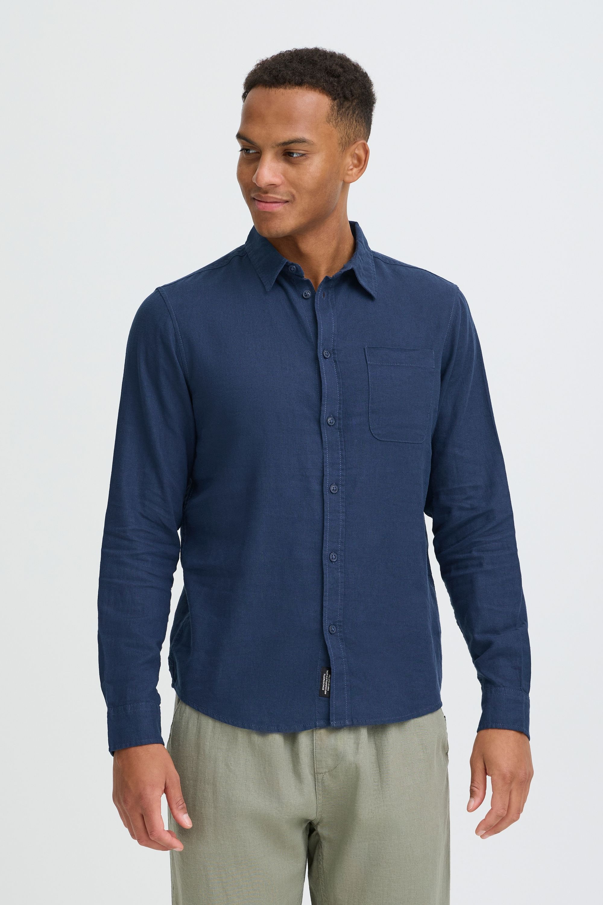 Blend Leinenhemd »BHMLinex« Stilvolles Langarmhemd aus Leinenmix mit Brusttasche