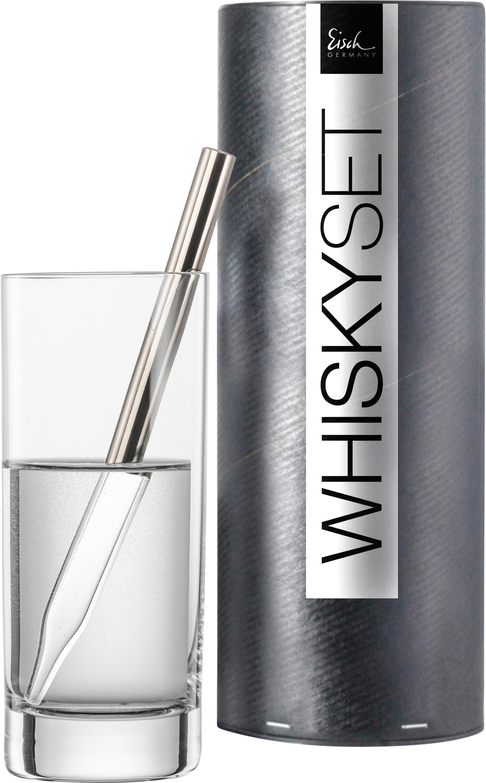 Eisch Whisky-Pipette »Gentleman«, (Set, 2 St.), Kristallglas mit Platin beschichtet, inkl. 1 Wasserglas, 190 ml