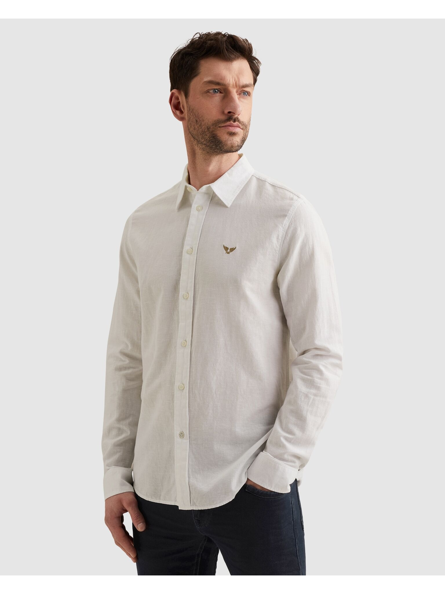 PME LEGEND Langarmhemd mit Logo Stickerei günstig online kaufen