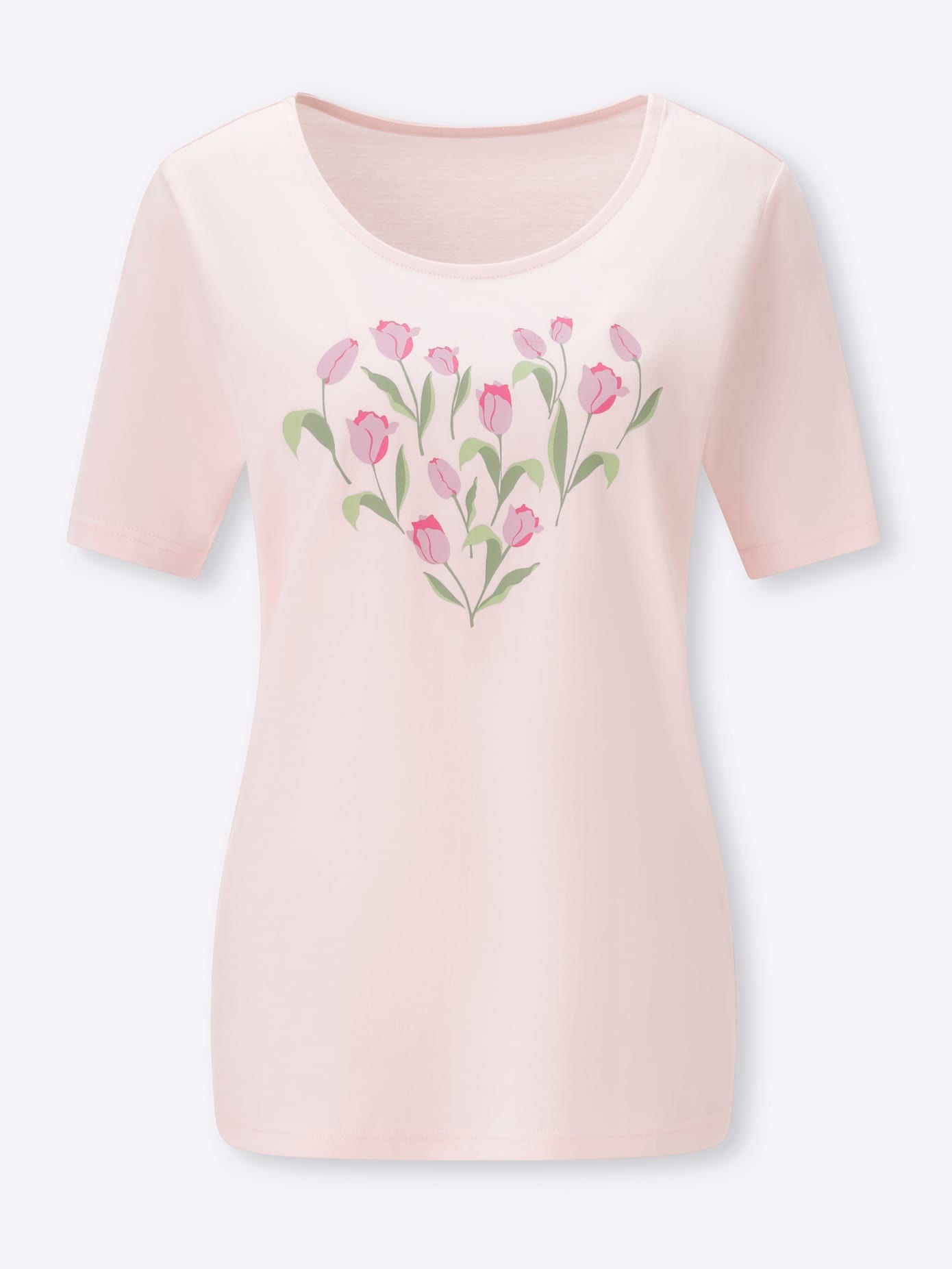 Classic Basics Women's Short Sleeve T-Shirt Light Pink/Fuchsia Size 46 2