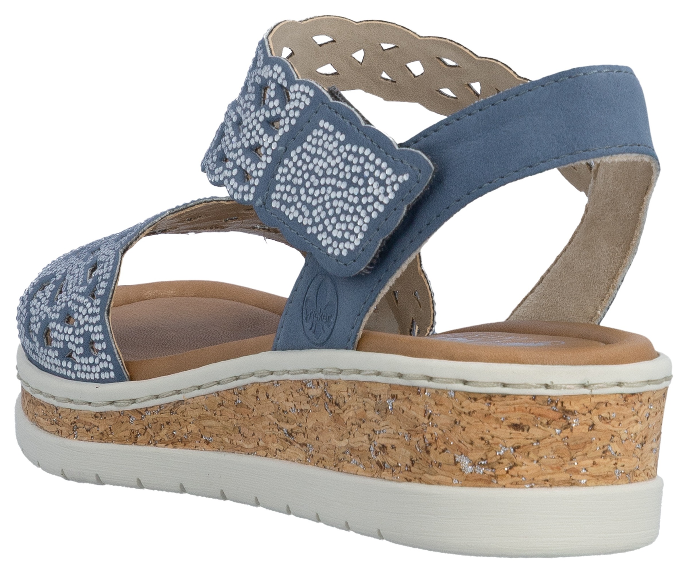 Rieker Keilsandalette  Keilsandalette, Sommerschuh, Urlaubsschuh mit Glitzersteine