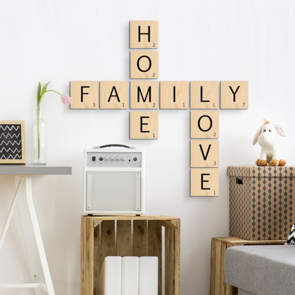 Wall-Art Wandspruch »Scrabble Deko Buchstaben Family«, (Set, 6 St., Schöne Wanddekoration)