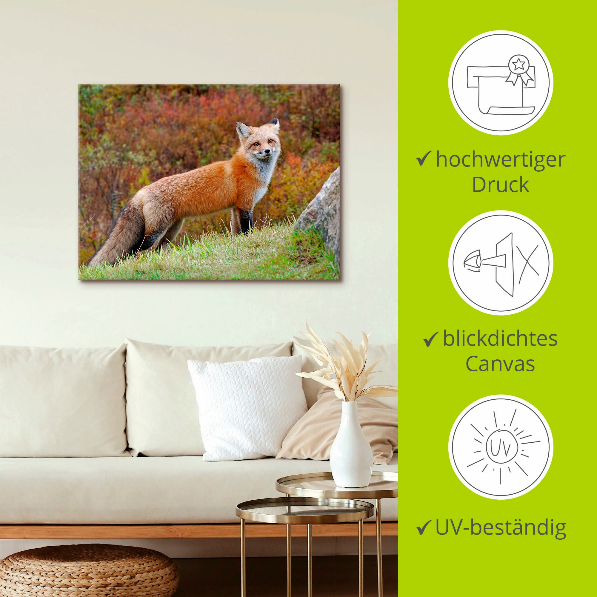 Artland Wandbild »Fuchs I«, Wildtiere, (1 St.), als Leinwandbild, Poster in verschied. Größen