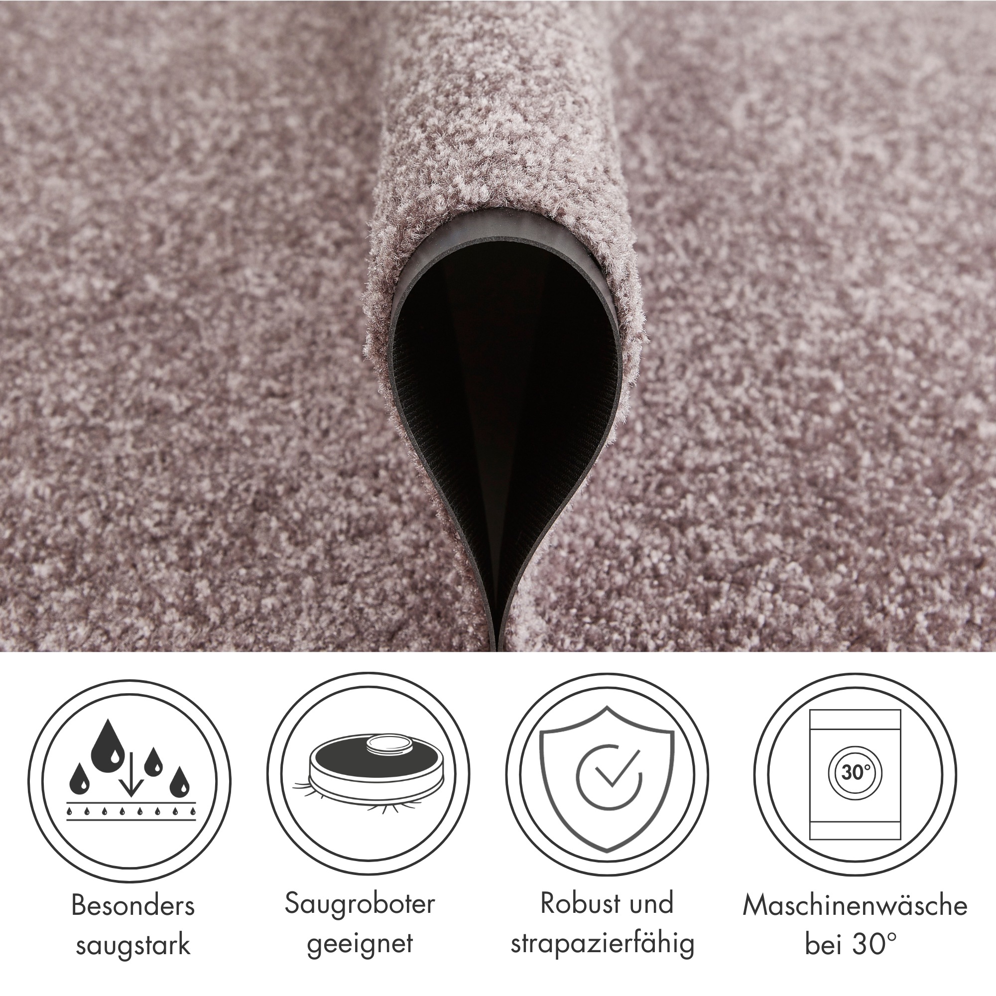 Thumbnail - Andiamo Fußmatte "Super Wash & Clean, Made in Belgium" rechteckig 7 mm Höhe Schmutzfangmatte, Uni Farben, rutschhemmend,...